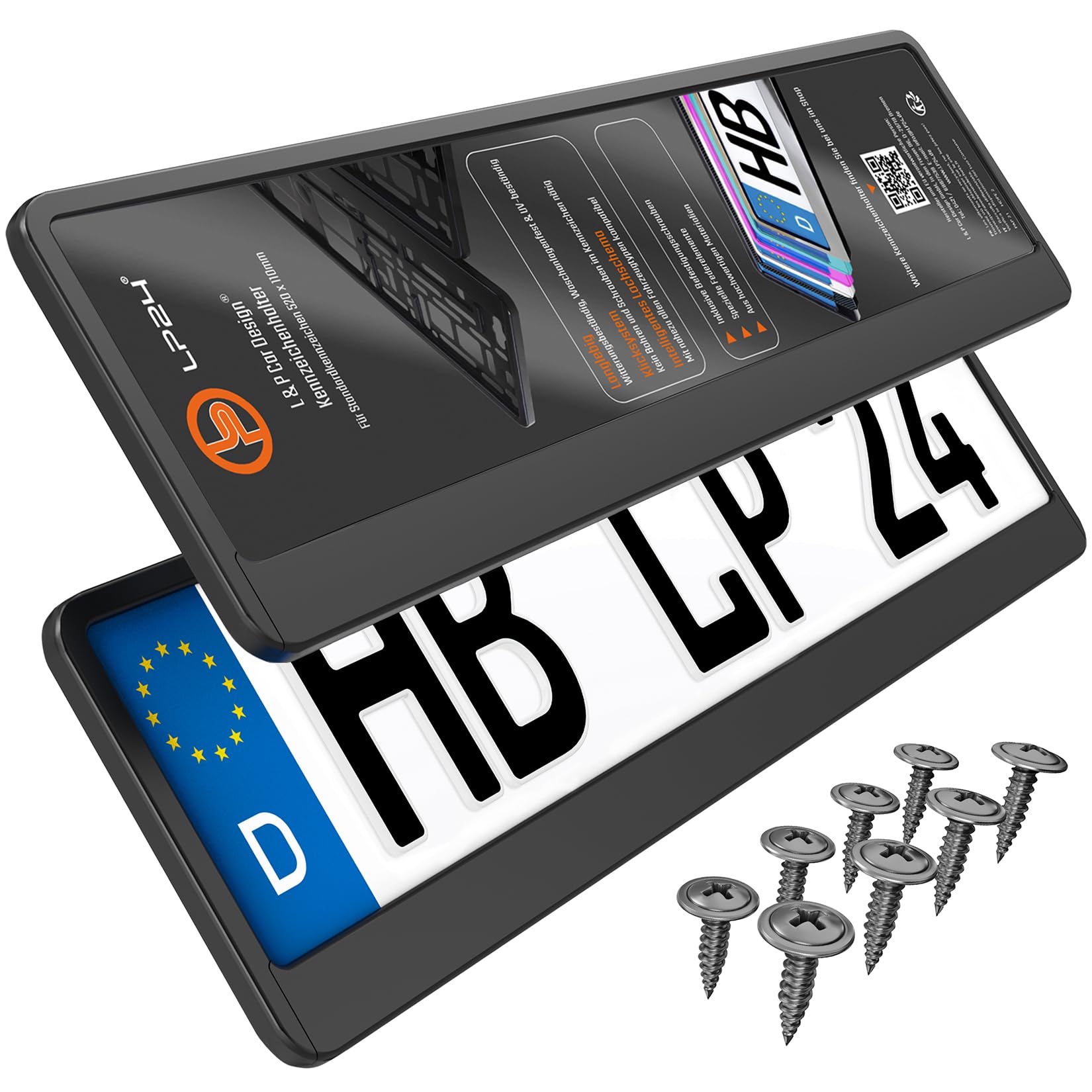 L & P Car Design L&P A162 2 x Kennzeichenhalter in schwarz Nummernschild Kennzeichenhalterung