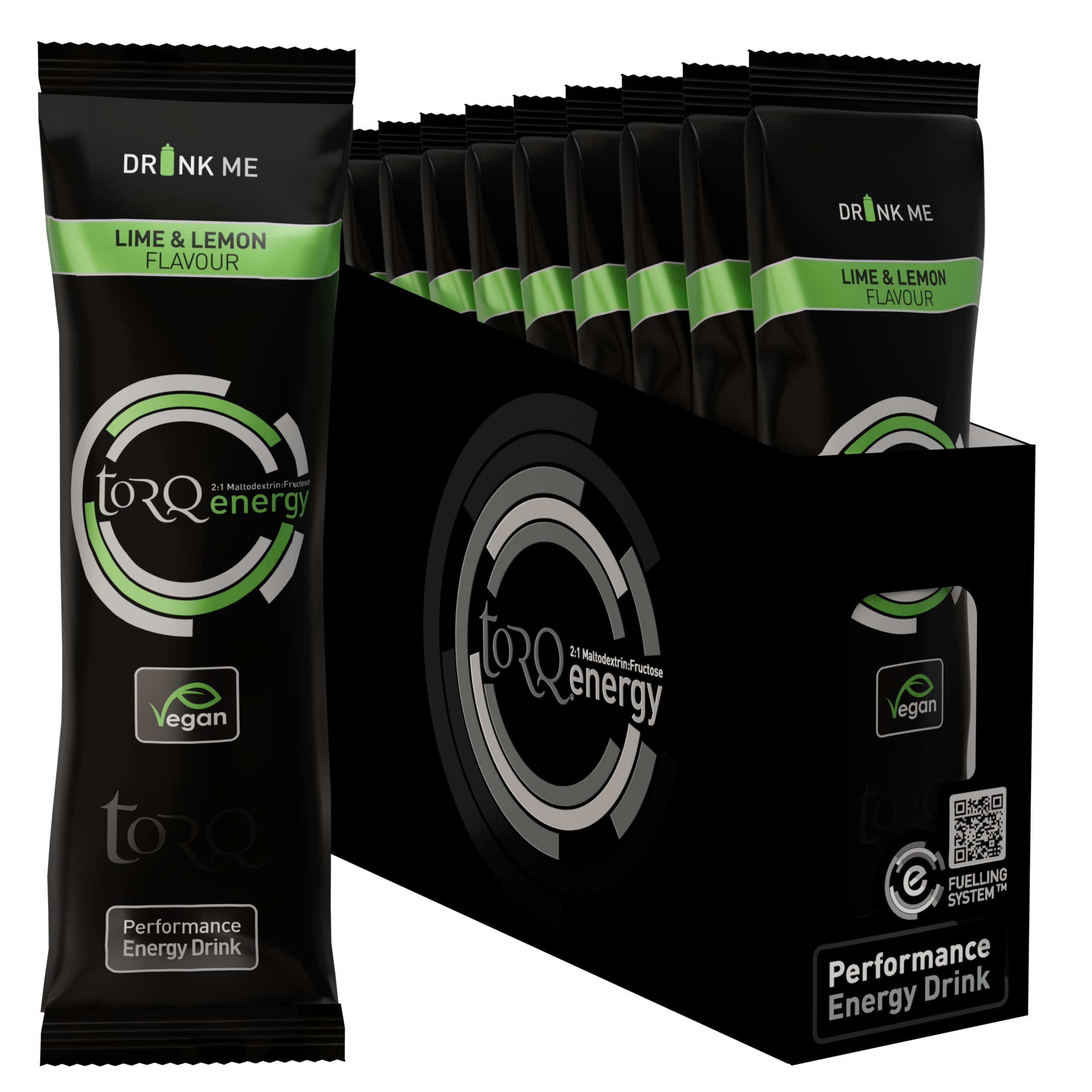 Torq Energy Drink Lemon & Lime Isotonic Energy Drink Powder - Electrolyte Powder Energy Drinks High Carbohydrates 30g per 500ml and Sodium - Single Serve Packs - Box of 15