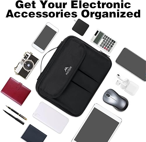 Miniatura 6 de MATEIN Organizador de electrónica, funda impermeable de viaje para accesorios electrónicos, bolsa de almacenamiento portátil de doble capa para