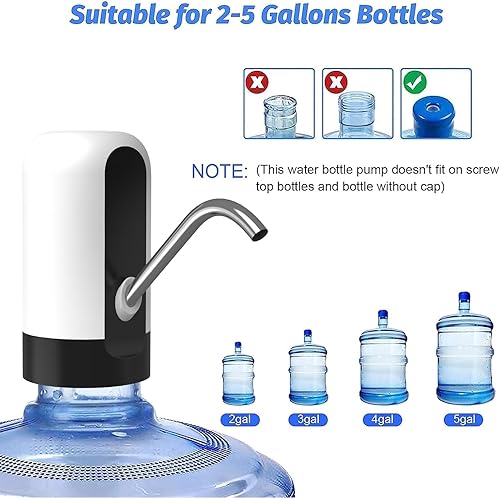 Miniatura 5 de Getken Dispensador de agua para botellas de 5 galones, dispensador automático de jarra de agua potable con carga USB, mini bomba de agua eléctrica