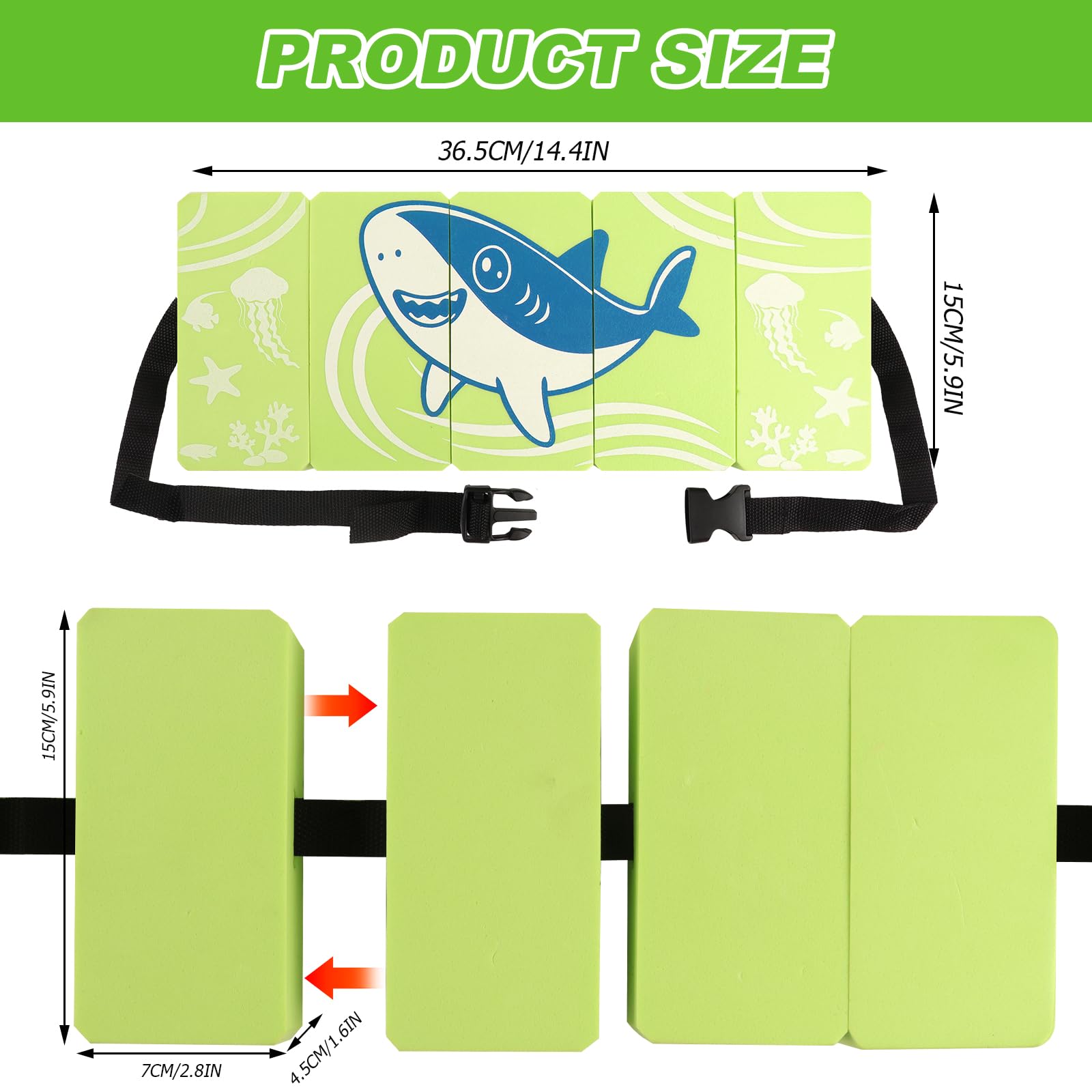 CinturóN de Natación Niños 3-6 Años, Cinturón de Natación Ajustable Ayuda A la Natación Infantil con 5 Cojines de Natación Eva, Cinturón Flotador de NatacióN para Niños de hasta 30 Kg - 3