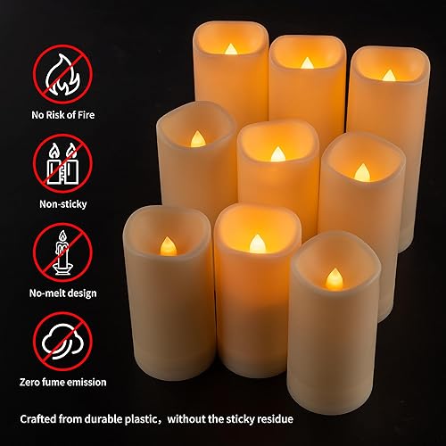 Miniatura 5 de Paquete de 36 velas impermeables sin llama para exteriores, velas LED parpadeantes a pilas con control remoto y temporizador para larternos al aire