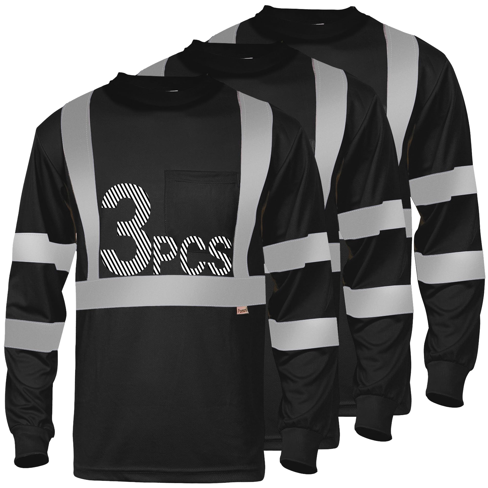 Pomerol Long Sleeve Reflective Work Shirts for Men, Safety Shirts with Reflective Strips