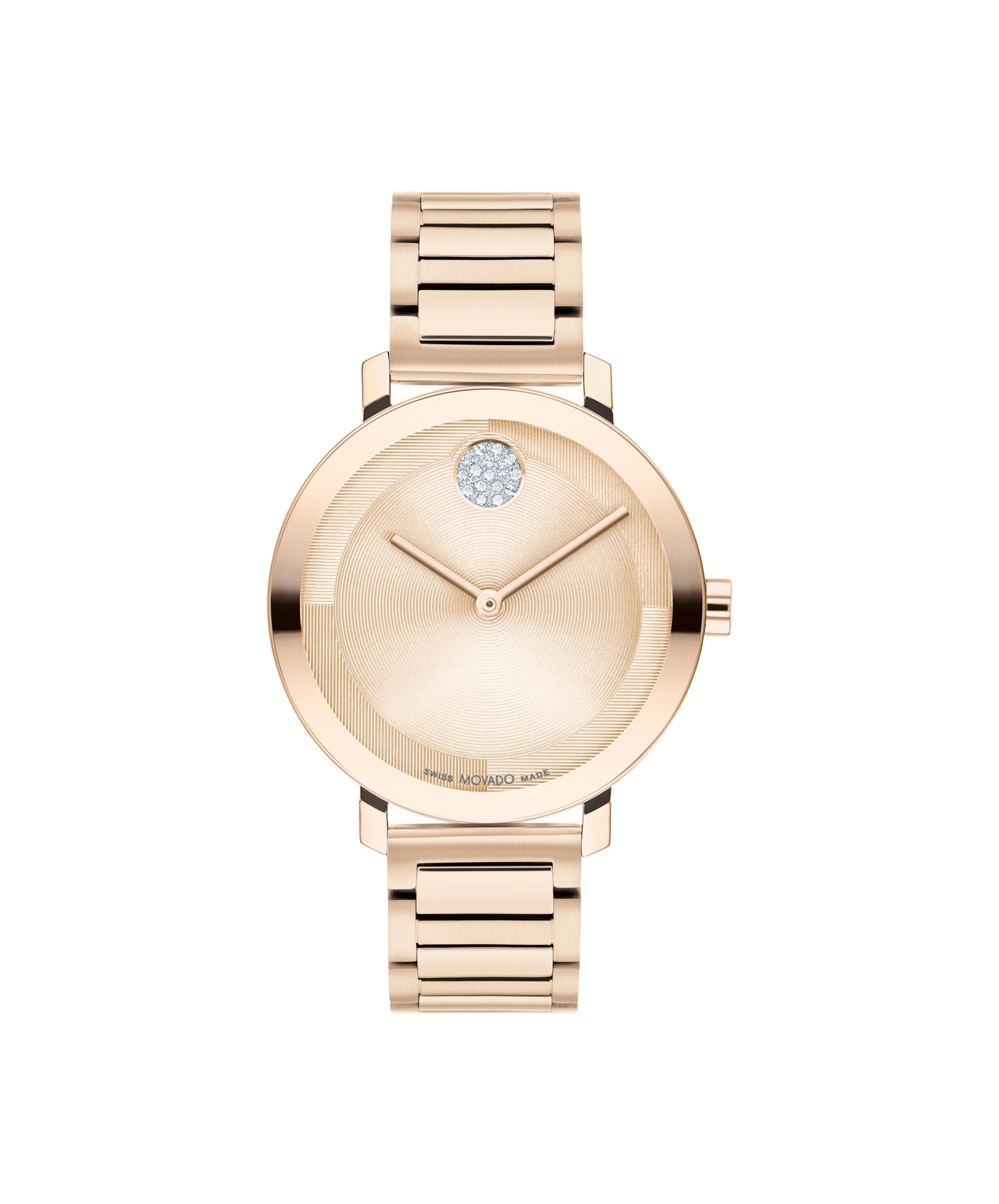 Movado Bold Women's Rose Gold Crystal-Set Watch - Swiss Quartz Movement, 3 ATM Water Resistant Luxury Timepiece - Gift for Her - 34mm