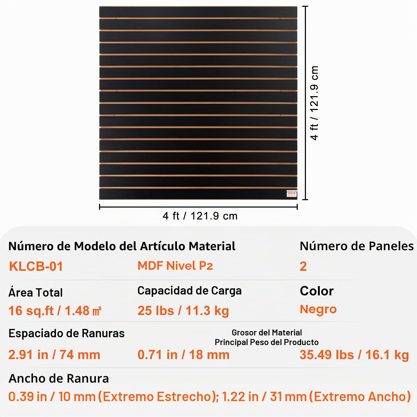 VEVOR Panel de Listones de Pared para Garaje 121,9 x 60,96 cm Panel de Almacenamiento de Herramientas 2 PCS Capacidad de 11,3 kg para Tienda Minorista, Organización de Almacenamiento de Manualidades