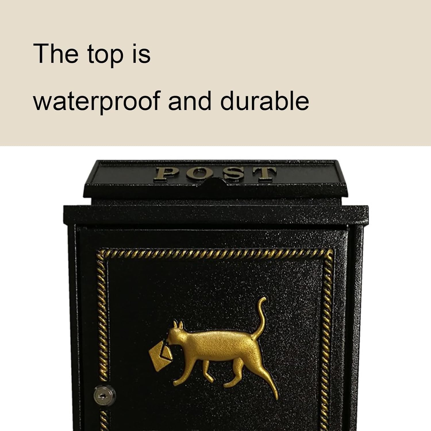 Metal Wall-Mounted Mailbox, Capacity Mailbox for Outside, Security Key Drop Box, Vintage Mailbox, Decorative Lock Mailbox Outdoo, Medium Capacity(Black)