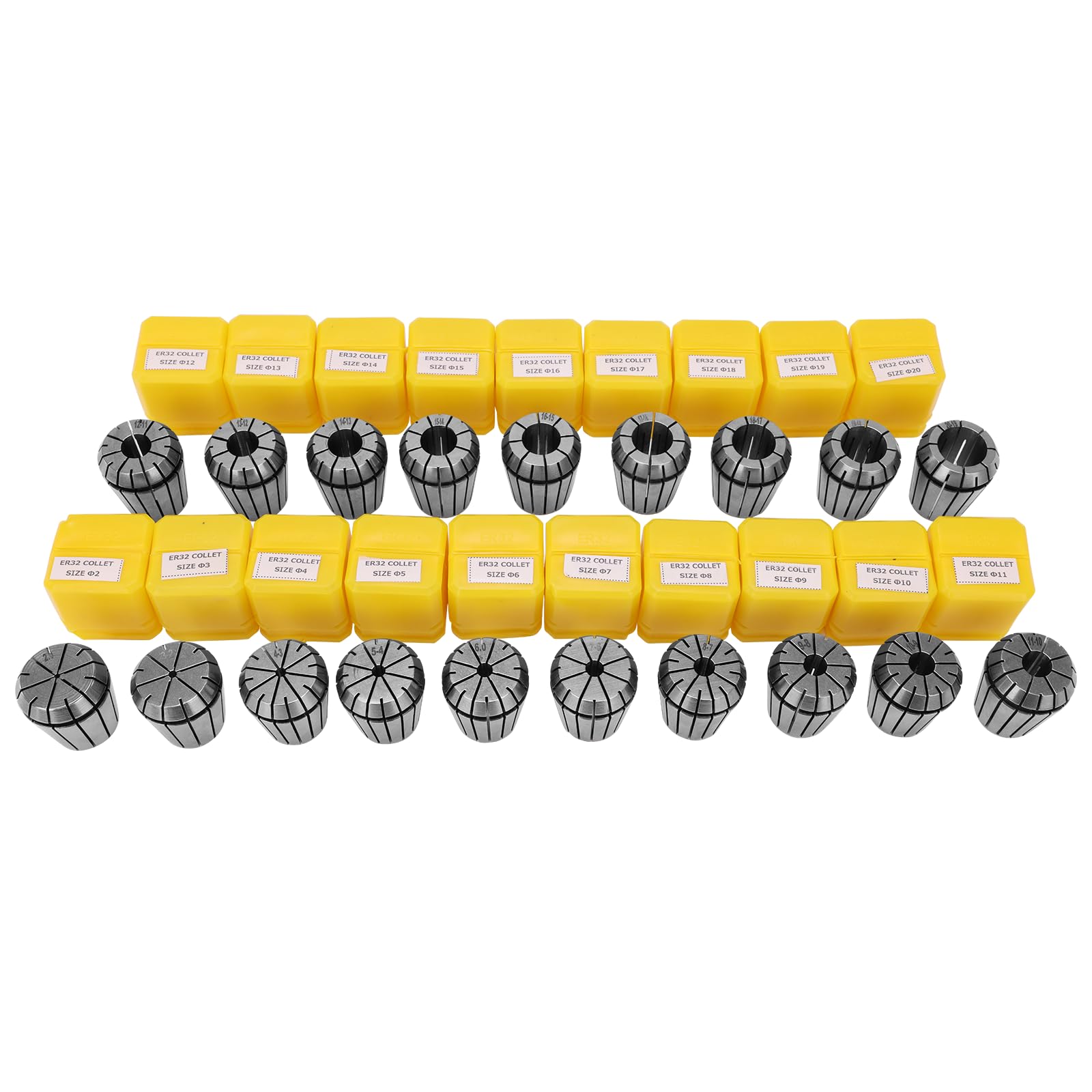 YofulyER20 Collet Set - Drill Chuck, 1-13mm & 1/8" 1/2" ER-20 Spring Collet for CNC Engraving Machine and Milling Lathe Tool Holder, 13 Pieces