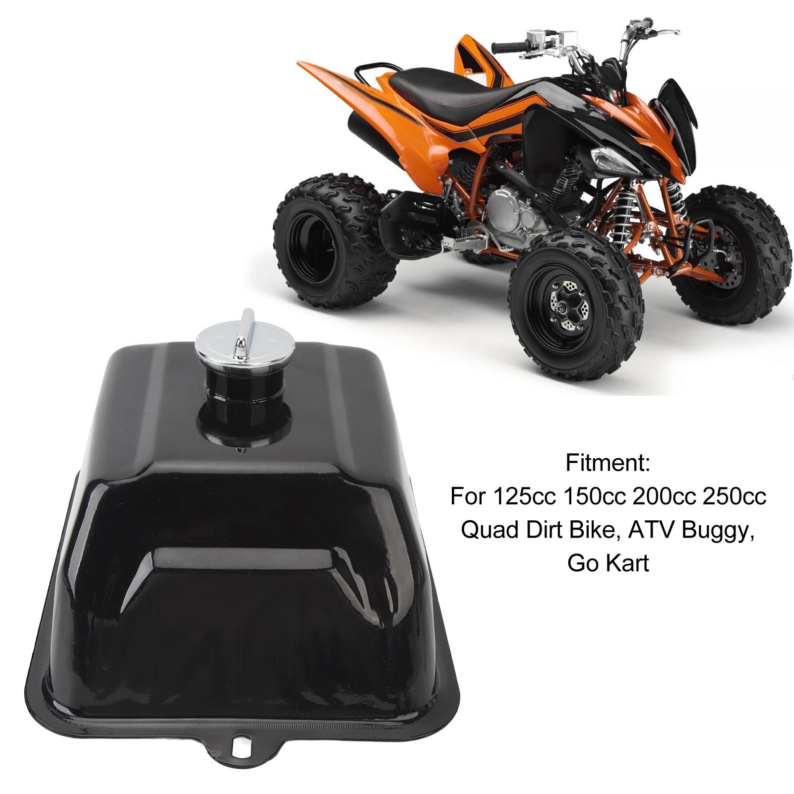 Réservoir de Carburant en Métal, Réservoir de Carburant ATV, Réservoir de Gaz en Métal avec Bouchon de Carburant, Réservoir de Carburant ATV 4L avec Bouchon pour 125cc 150cc 200cc 250cc Quad Dirt Bike