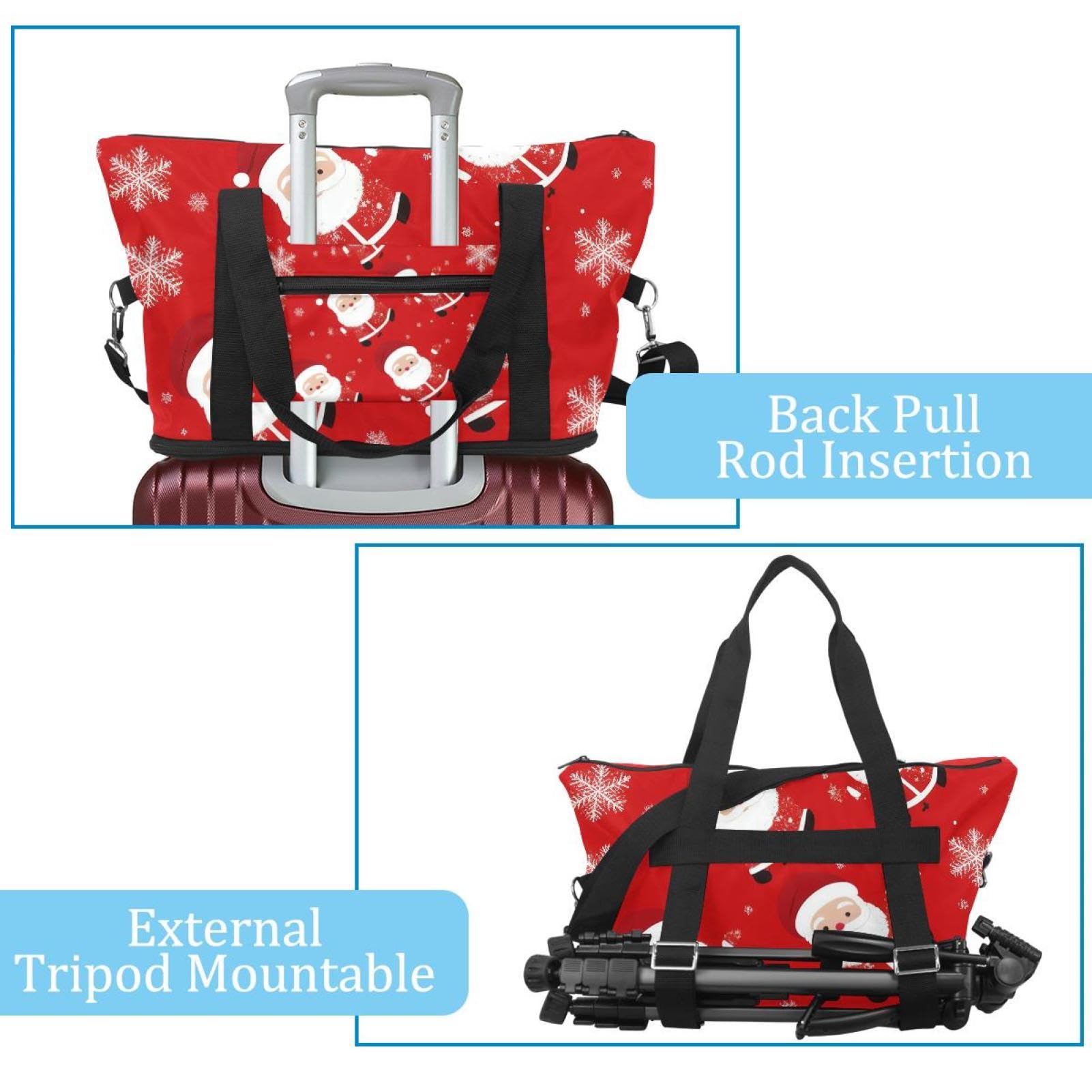 Reisetasche mit Weihnachtsmann-Schneeflocken, erweiterbar, Wochenendtasche, Übernachtungstasche, wasserdicht, Sport, Fitnessstudio, Krankenhaus-Tasche, Mehrfarbig 13, Eine Größe, Reisetasche