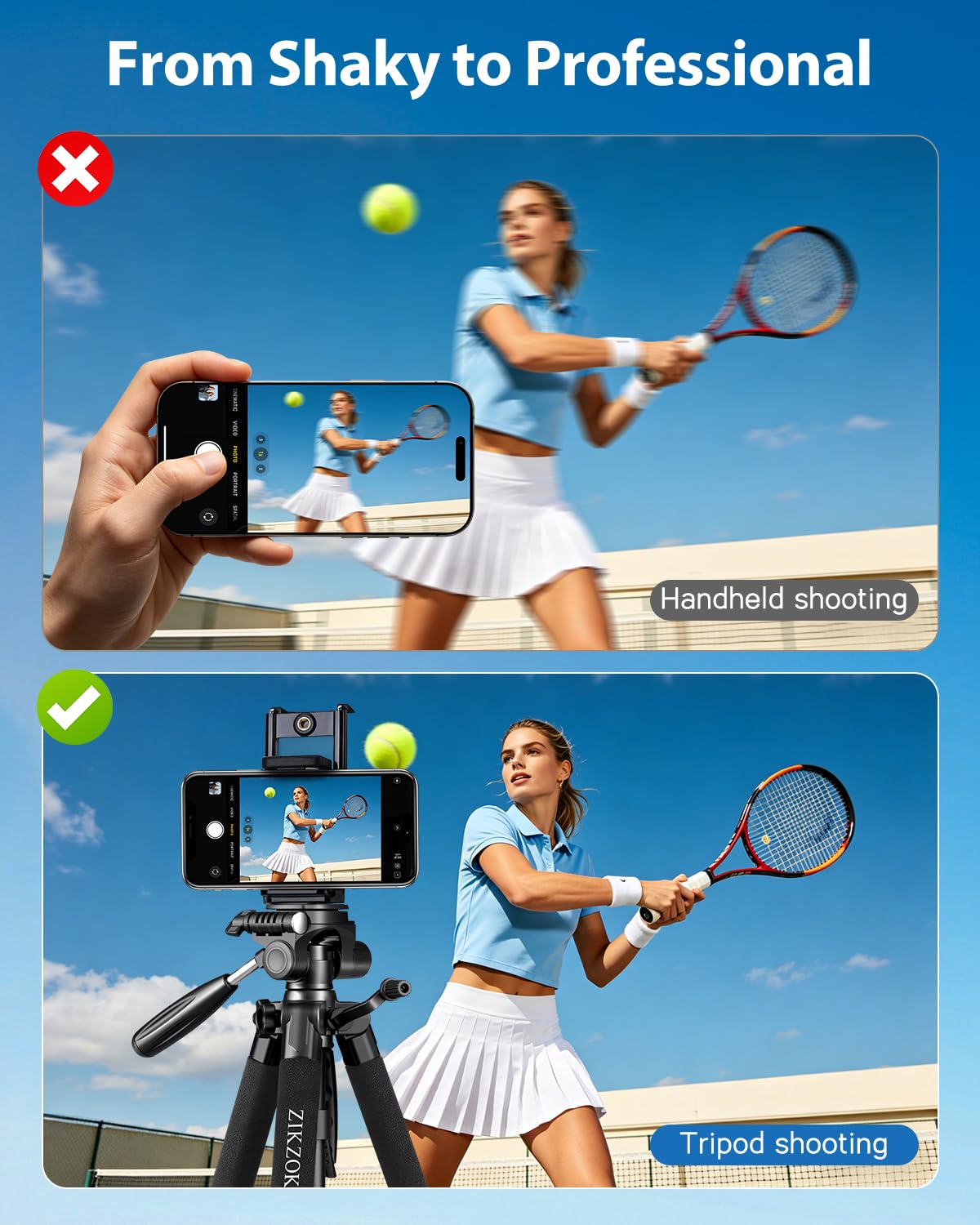 Treppiede da 190,5 cm, telecomando Bluetooth, carico max 6,8 kg, da viaggio, in alluminio per DSLR/telefono/tablet/proiettore, testa panoramica a 3 vie, piastra a sgancio rapido, pieghevole (blu)