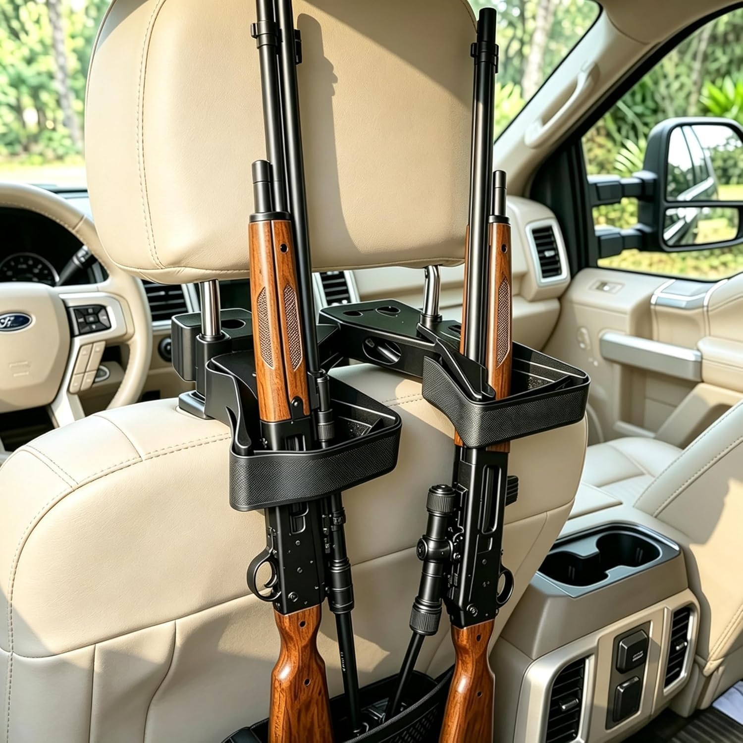 Universal Seat Back Gun Rack,Adjustable Vehicle Guns Holder,Seat Back Easy to Install Vertical Guns Holder,Auto Front Headrest Mount,Secure Storage for Trucks,Cars