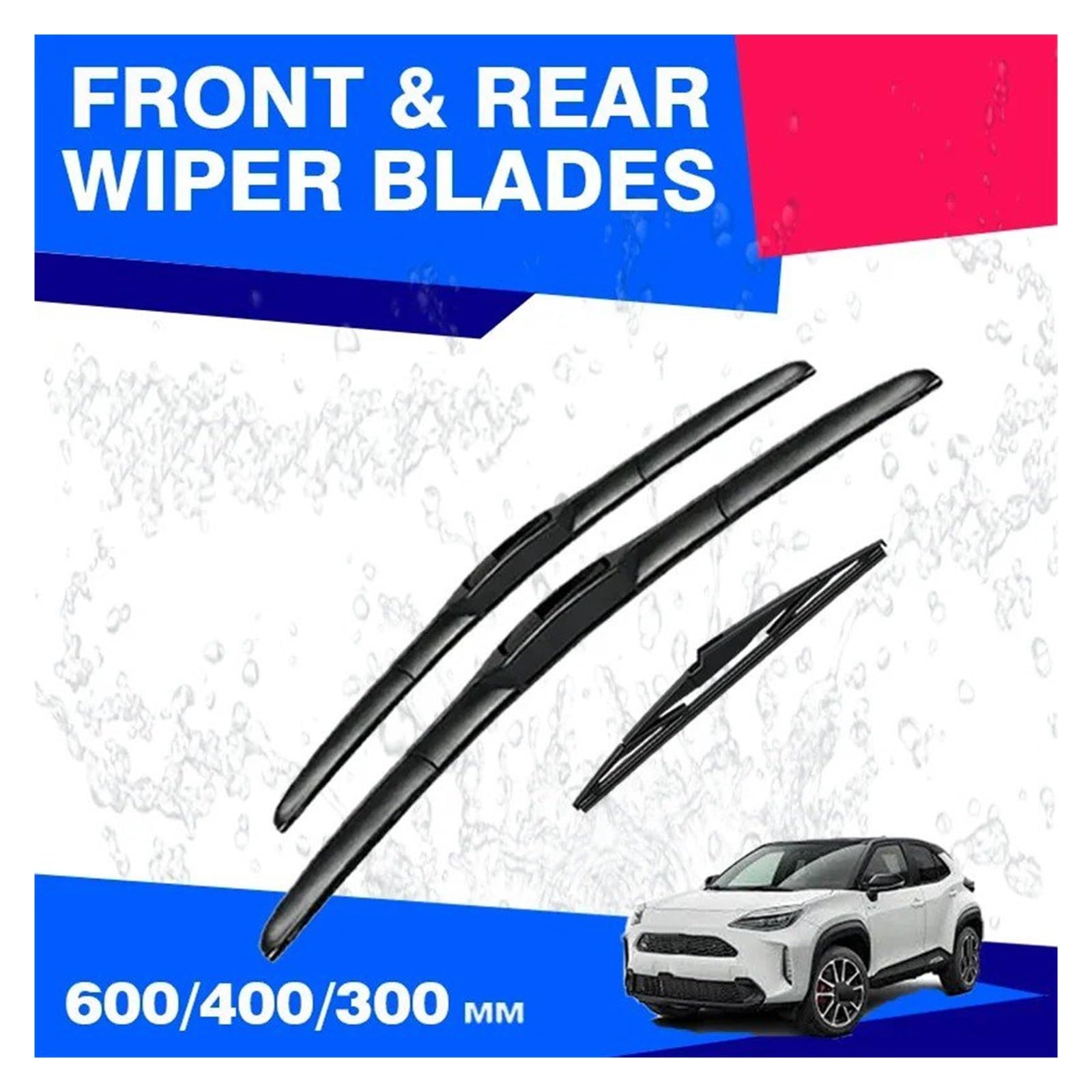 Wycieraczki szyby przedniej 3 szt. pasujące do Yaris XP210 2020 2021 2022 2023 2024 przednie tylne wycieraczki samochodowe szyby przedniej HD Zestaw wycieraczek(LHD)