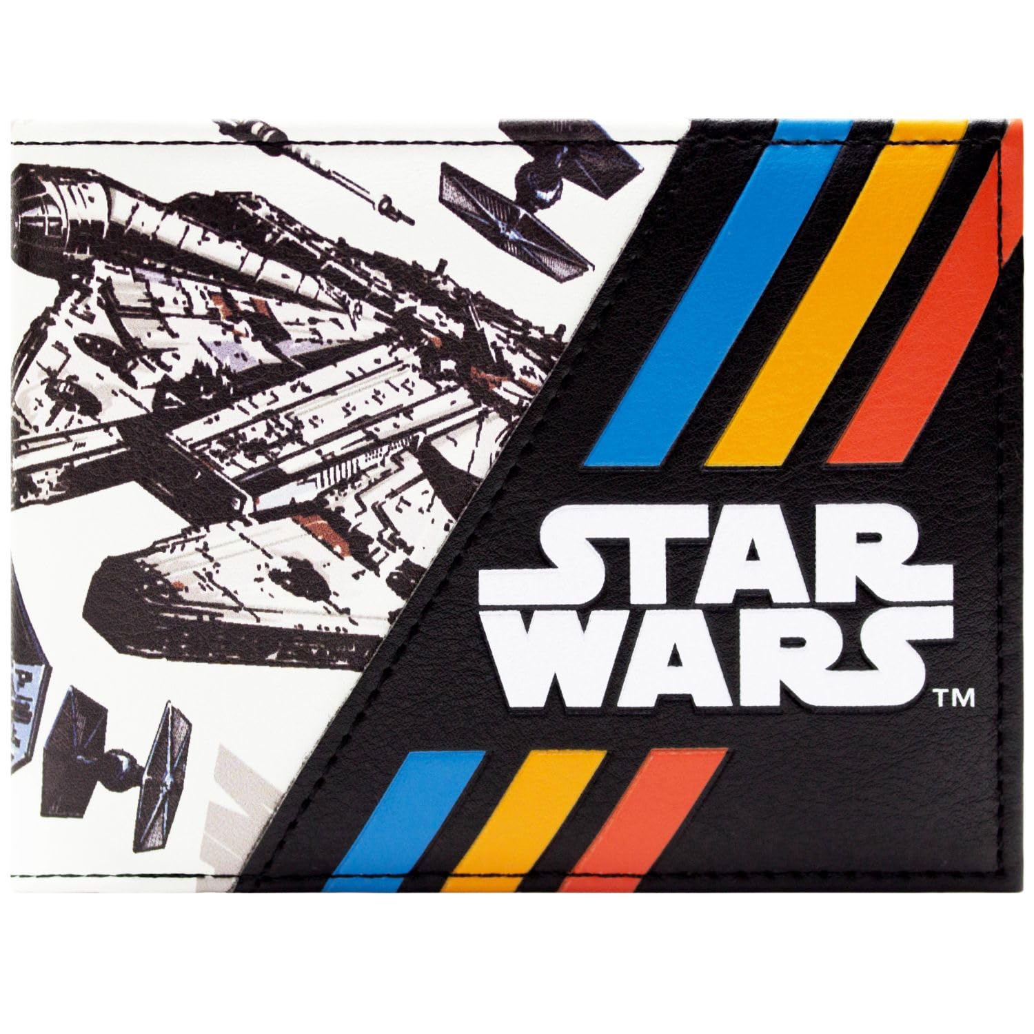 Star Wars Millennium Falcon Galactic Starfight White ID and Card Bi-Fold Wallet, One Size