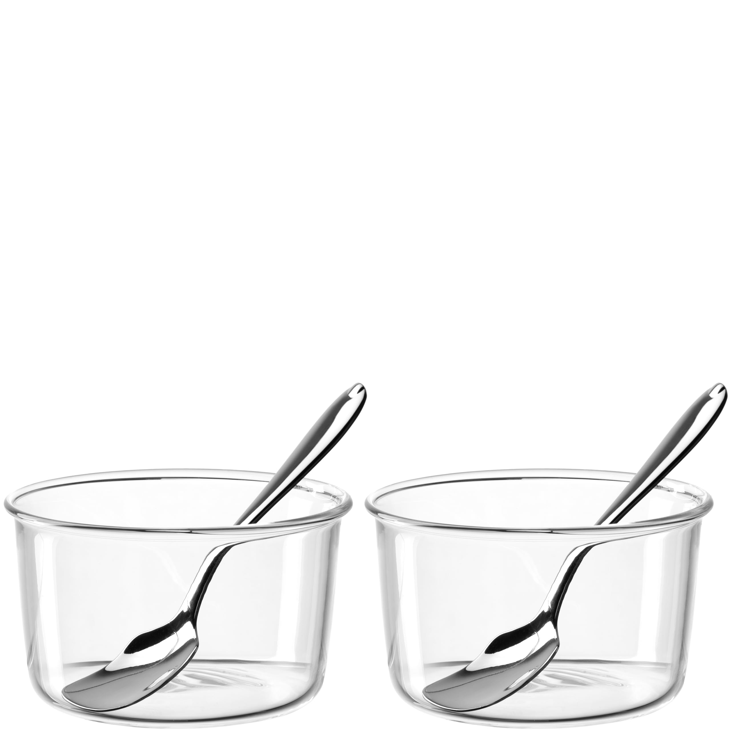 LEONARDO HOME VETRO Set di ciotole • 4 pezzi • 6 cucchiai • Resistente al calore • Adatto per forno e microonde • Per dessert o piccoli utensili da cucina • Versatile • altezza 5,5 cm • trasparente