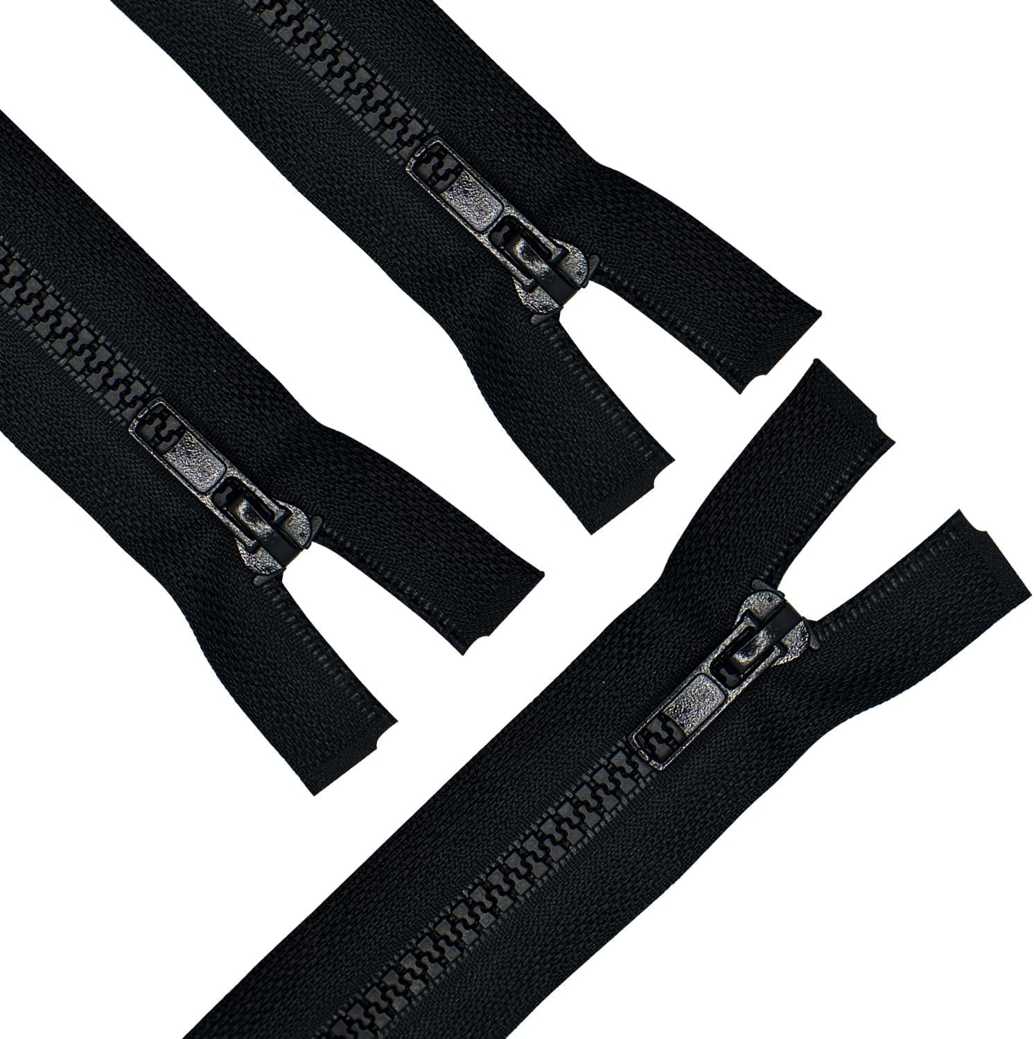 ANPURZII 3PCS #5 47 Inch Black Separating Jacket Zippers for Sewing Coats, Molded Plastic Bulk Zippers(Black 47" 3PCS)