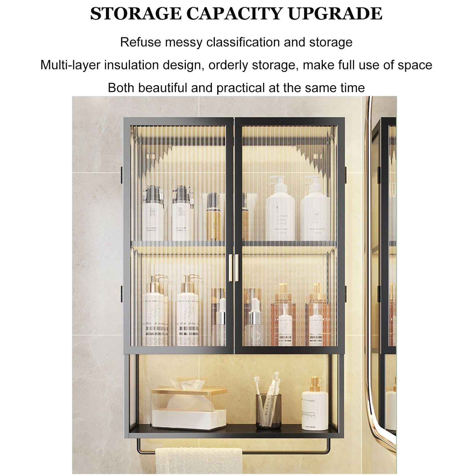 Armadietto Da Bagno Da Parete Con Porta Asciugamani E Ripiano Regolabile: Salva Spazio 60x20x70 Cm, Bianco