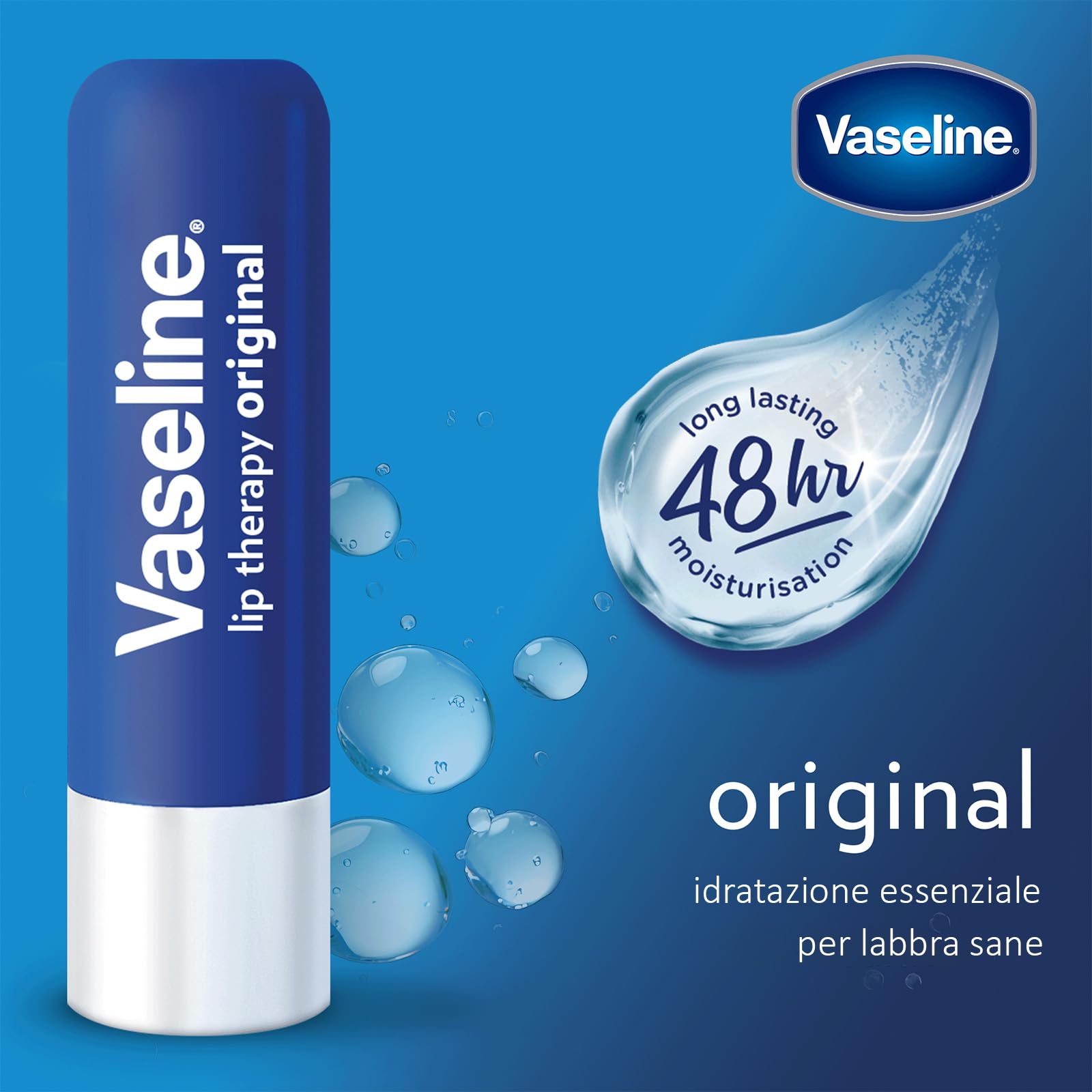 Vaseline Lip Therapy Orignal, Balsamo labbra nutriente, rossetto con vitamina E, Confezione Doppia (Original (2 Pezzo))
