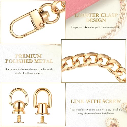 Miniatura 3 de 4 correas de cadena para bolso de 7.9 pulgadas, accesorios de cadenas para bolso, extensor de bolso plano, correas de repuesto para hombro con 24