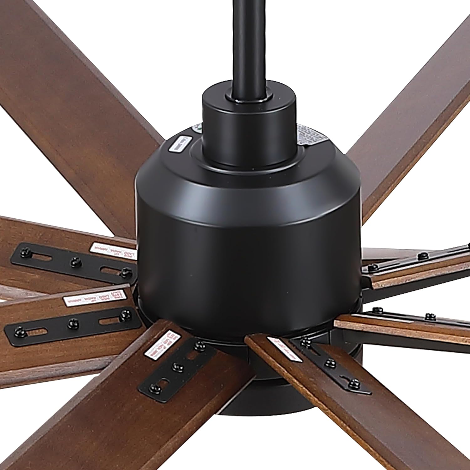 84" Black Low Profile Ceiling Fan with Light, Large Room, 6 Speeds, Remote Control, High Airflow, 100 sq.m Coverage