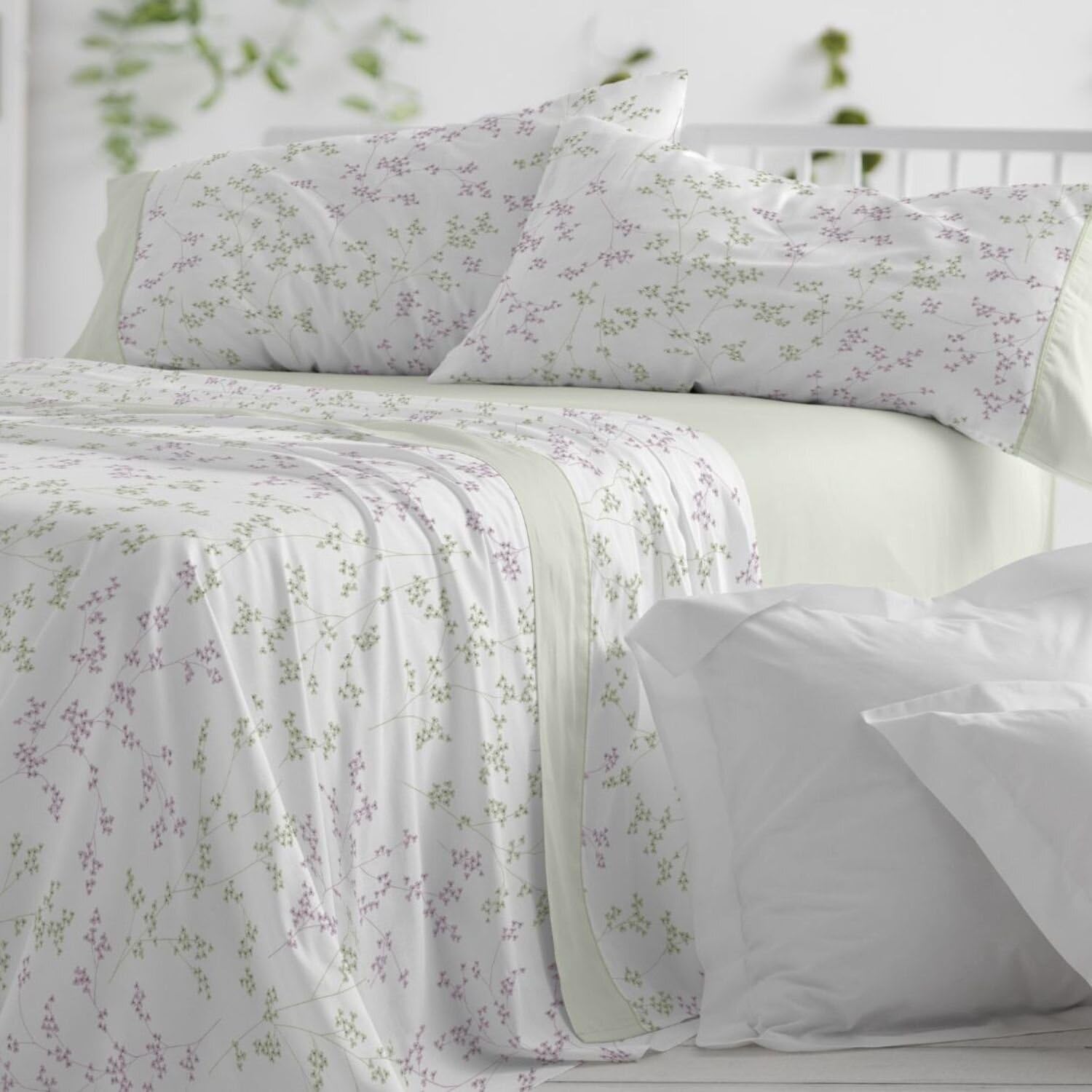 Burrito Blanco | Juego de Sábanas Algodón/Poliéster Cama 150-160 Verde