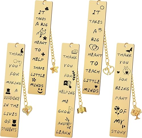 Zonon 5 piezas de regalos de agradecimiento para profesores para Navidad, marcadores de agradecimiento con colgantes, Navidad, fin de año, regalos