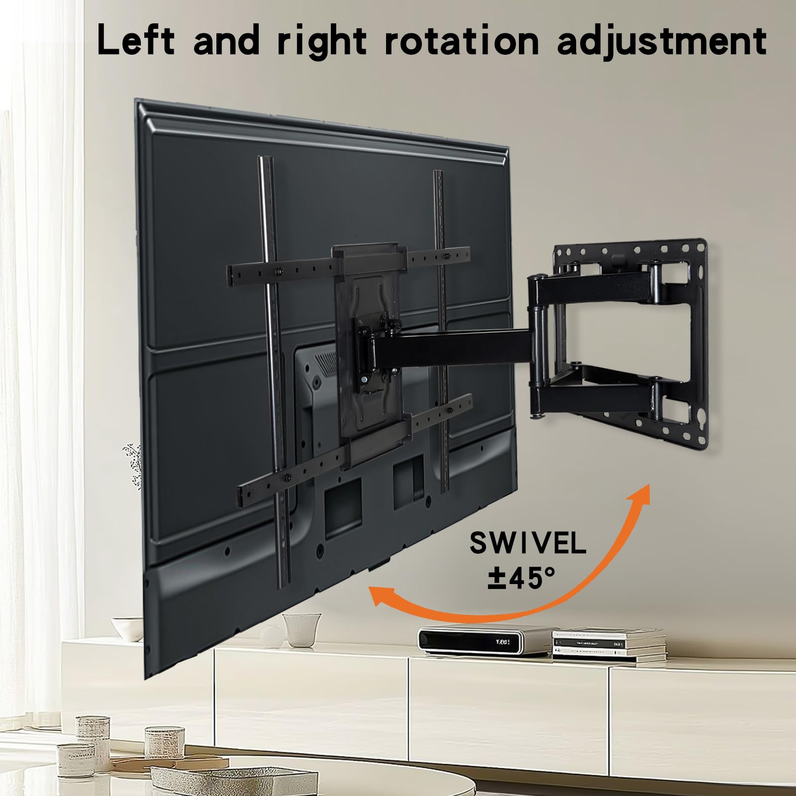 Full Motion TV Wall Mount for 32-75 Inch TVs, VESA Compatible, 150 lbs Weight Capacity, Adjustable Tilt & Swivel, Easy Centering & Quick Installation