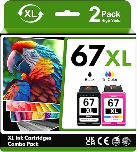 67XL - Cartuchos de tinta de color negro de repuesto para HP Ink 67 67XL para impresora Envy 6400 6452e 6055e 6455e 6458e deskjet 2700 2700e 2855e