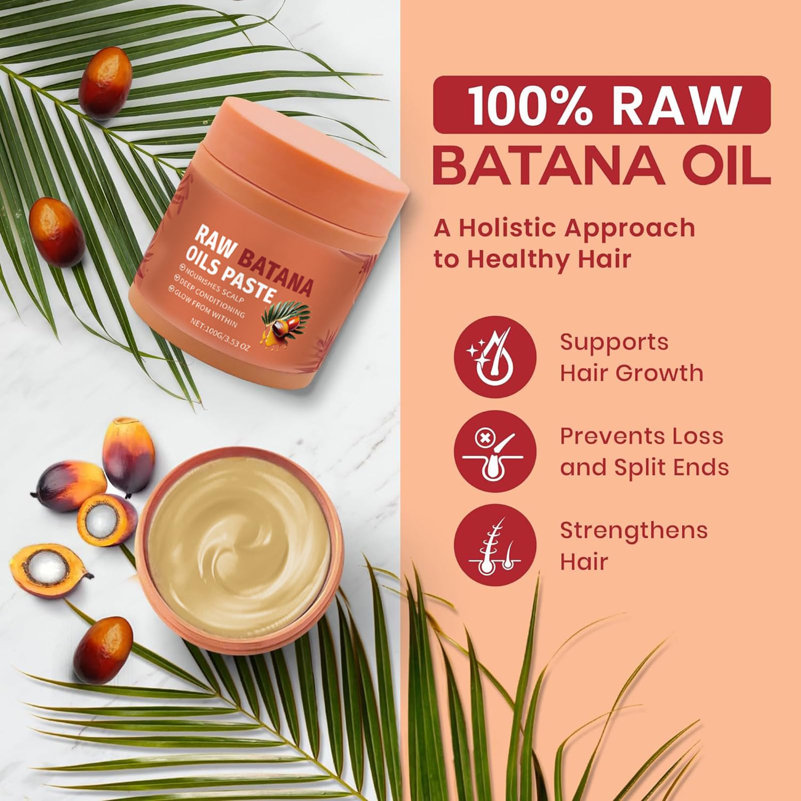 Raw Batana Oil Paste 100g, Organic Batana Hair Oil for Hair Growth - Image 3
