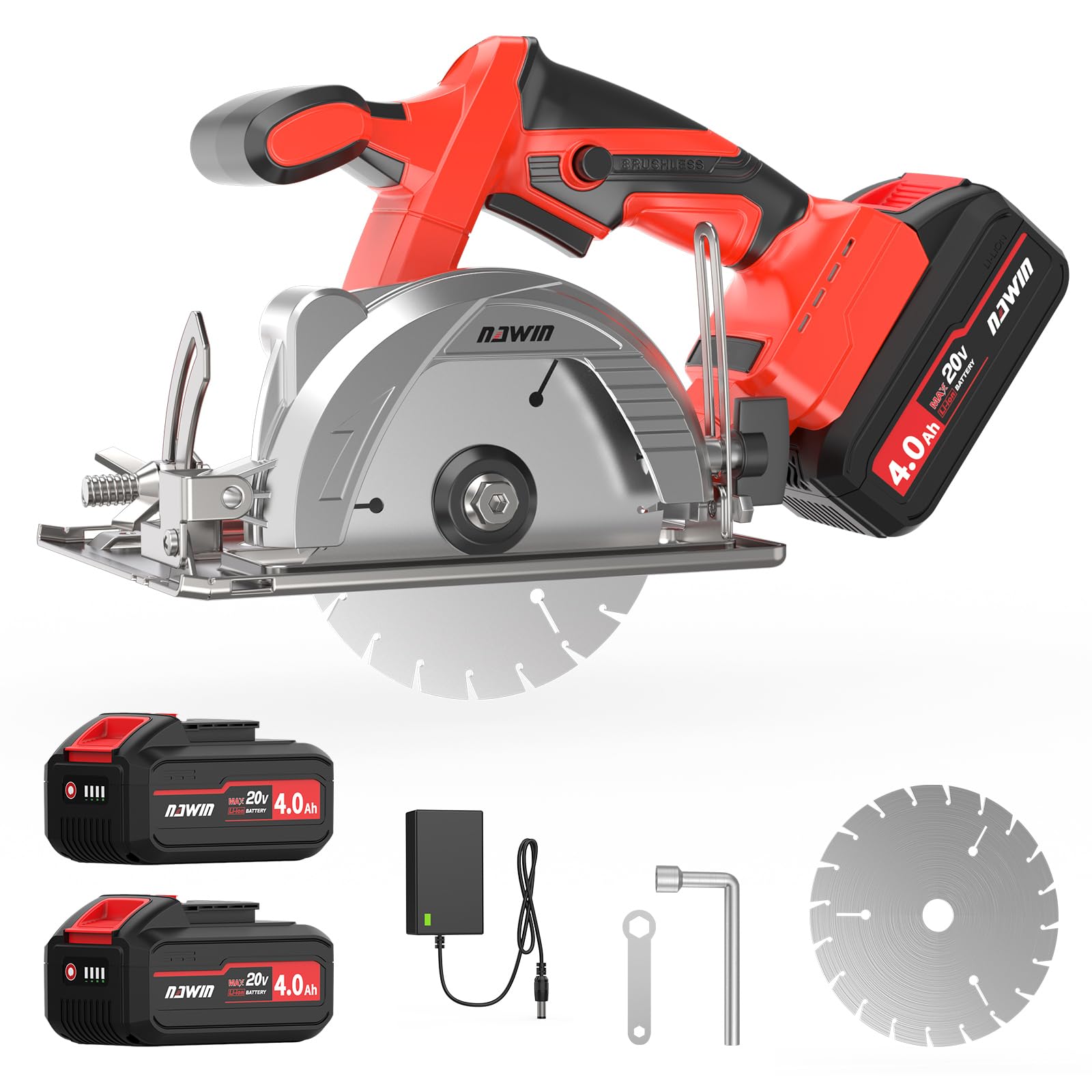 Amazon | ナウィン 充電式丸ノコ ブラシレスモーター 4.0Ahバッテリー2