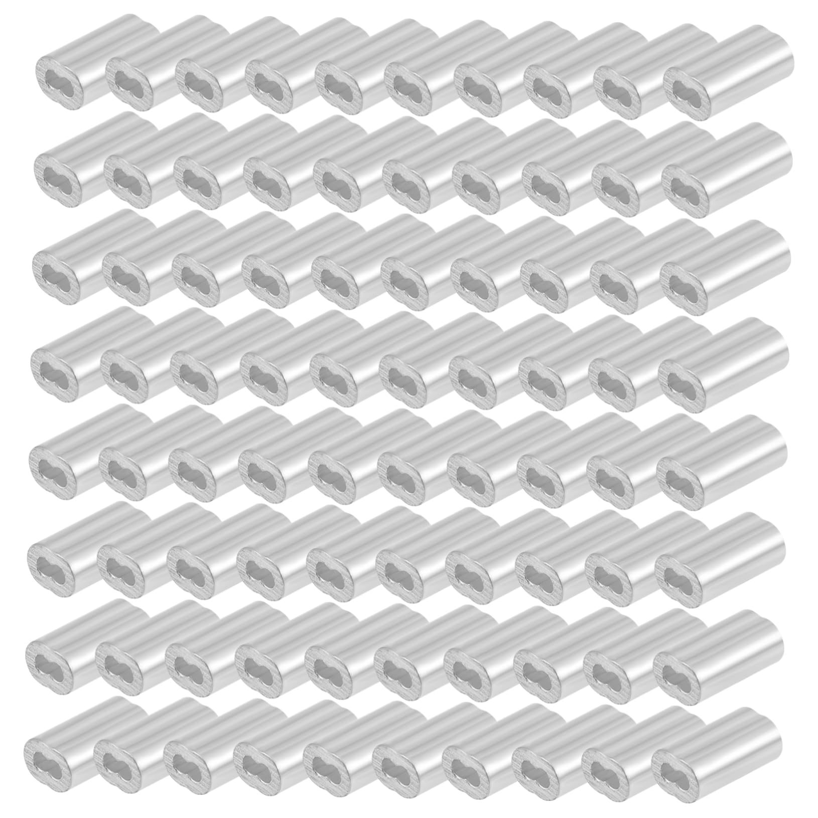 OSOLADY 100pcs 8-shaped Aluminum Sleeve Wire Rope Aluminum Sleeves Wire Rope Fittings Aluminum Sleeve for Wire Rope Aluminum Crimp Sleeves Aluminum Crimp Loop Sleeve Silver