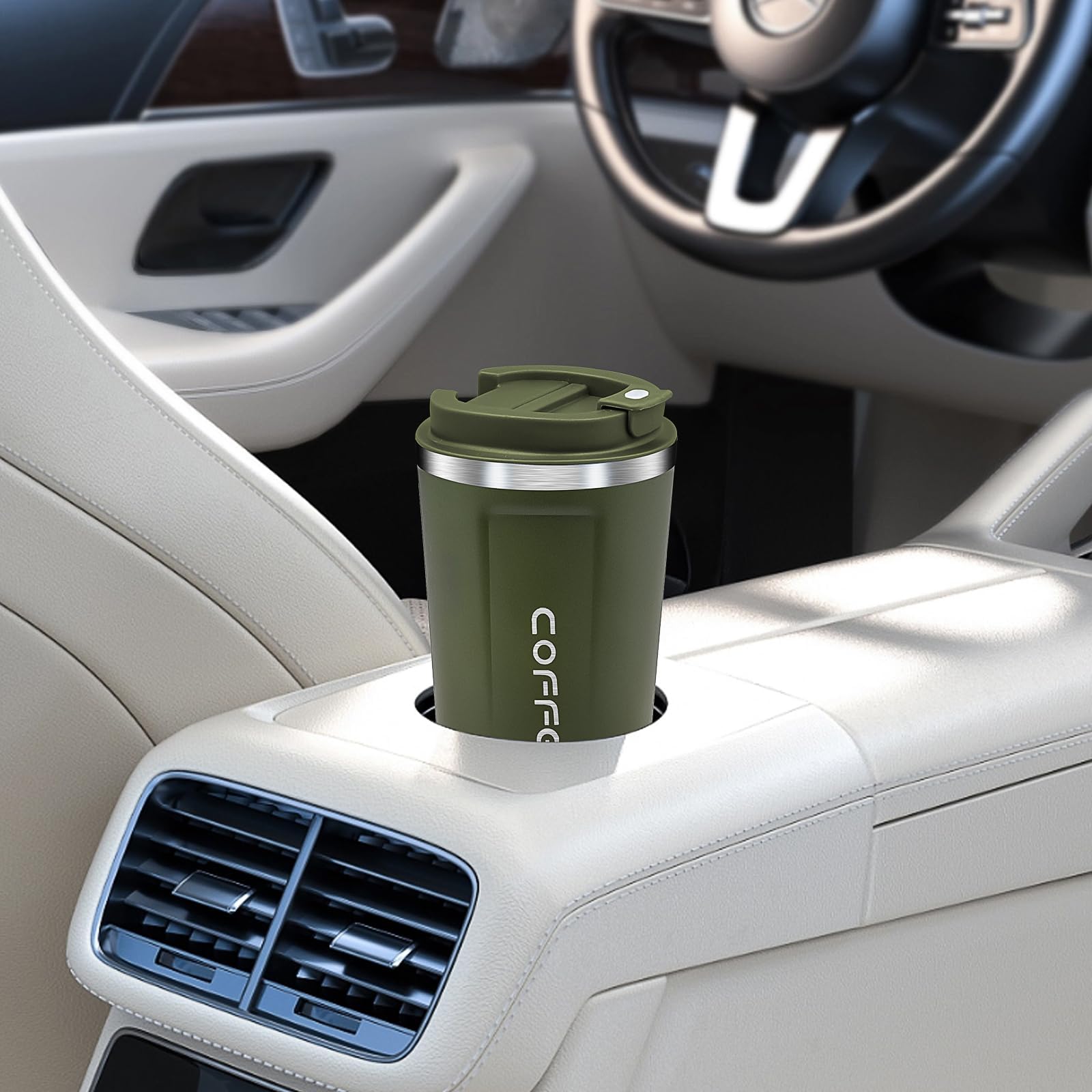 6 Stück Edelstahl Thermobecher 380 ml–Isolierter Kaffeebecher To Go für Heiß- und Kaltgetränke, Wiederverwendbare Trinkbecher mit Auslaufsicherem Deckel für Auto, Büro, Camping & Fitness (3 Farben)