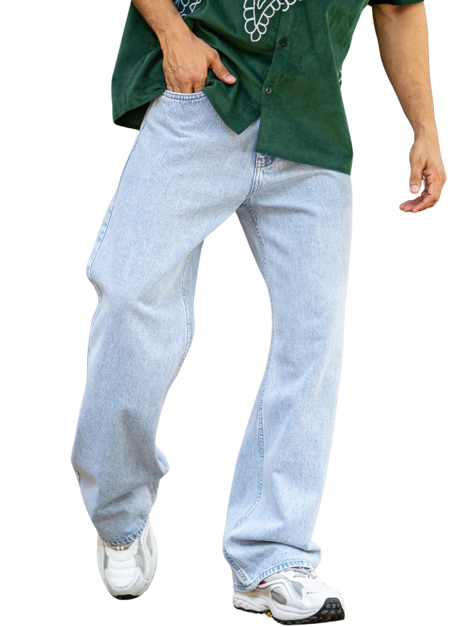 maniac Mens Solid Baggy Graphite Denim Fabric Jean-picture-33