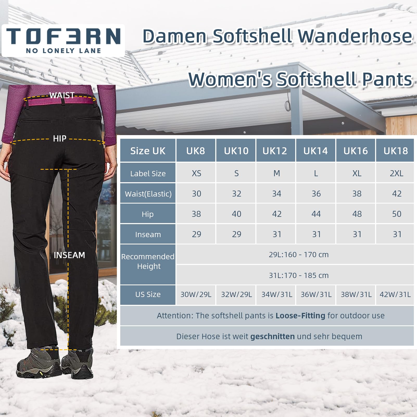 Tofern Slim - Pantalon de survêtement - Pantalon Softshell - Femme