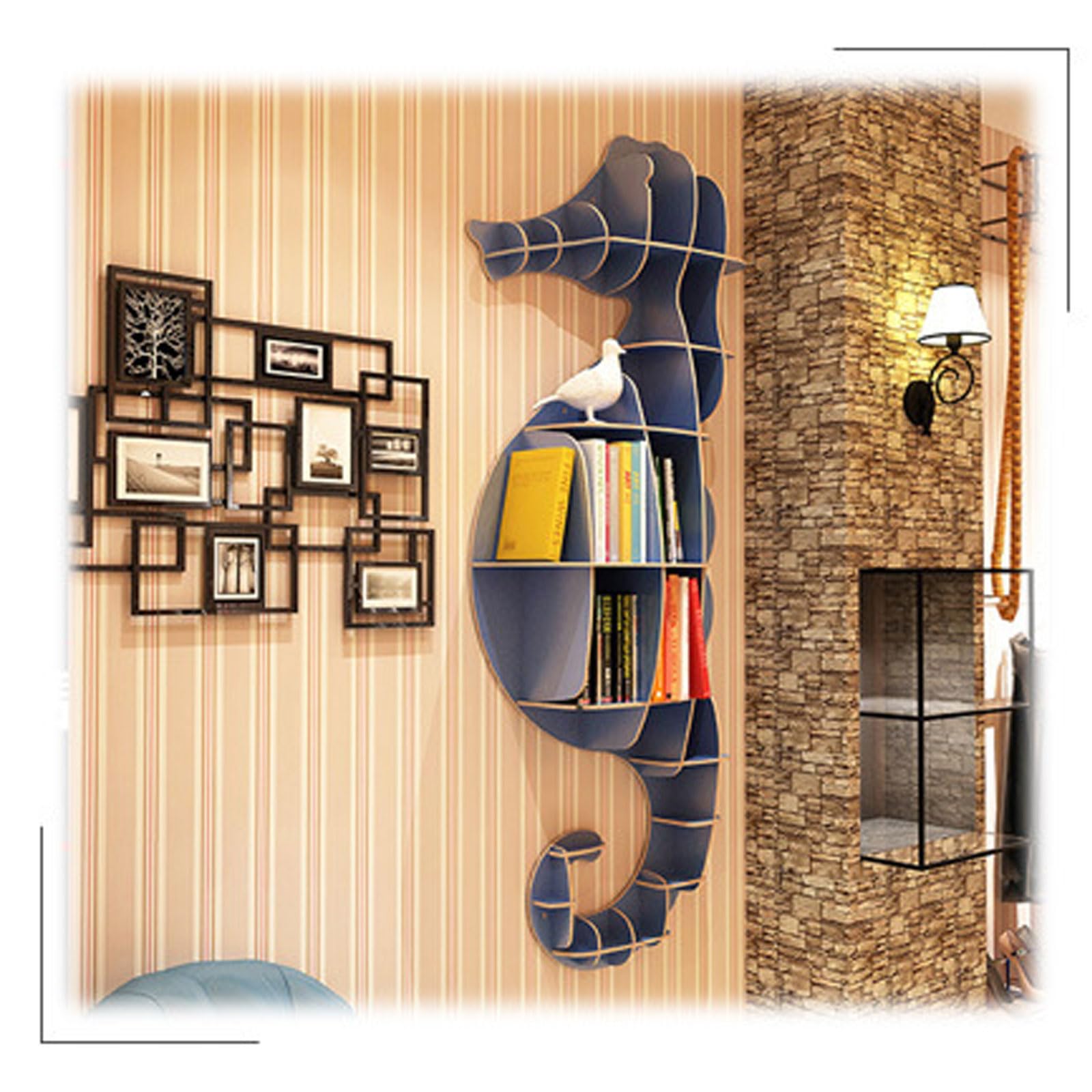 Amazon｜レトロなインダストリアルスタイルの本棚、クリエイティブな