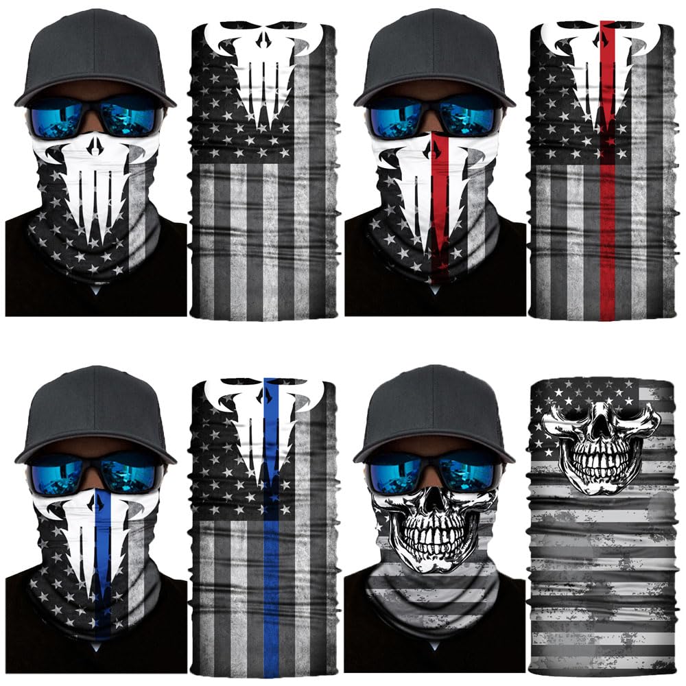 Masque Cache-Cou, Protection UV, Bandana pour Couvrir Le Visage, écharpe Tube, Cagoule Cache-Cou, Bandeau, 4 pièces, Type A48, M/L