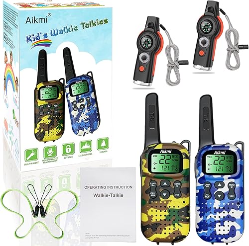 Miniatura 7 de Walkie Talkies - Juguetes para niños de 5, 6, 7, 8, 9 años, juguetes al aire libre para niños, radio de 2 vías con equipo de campamento, juguetes de
