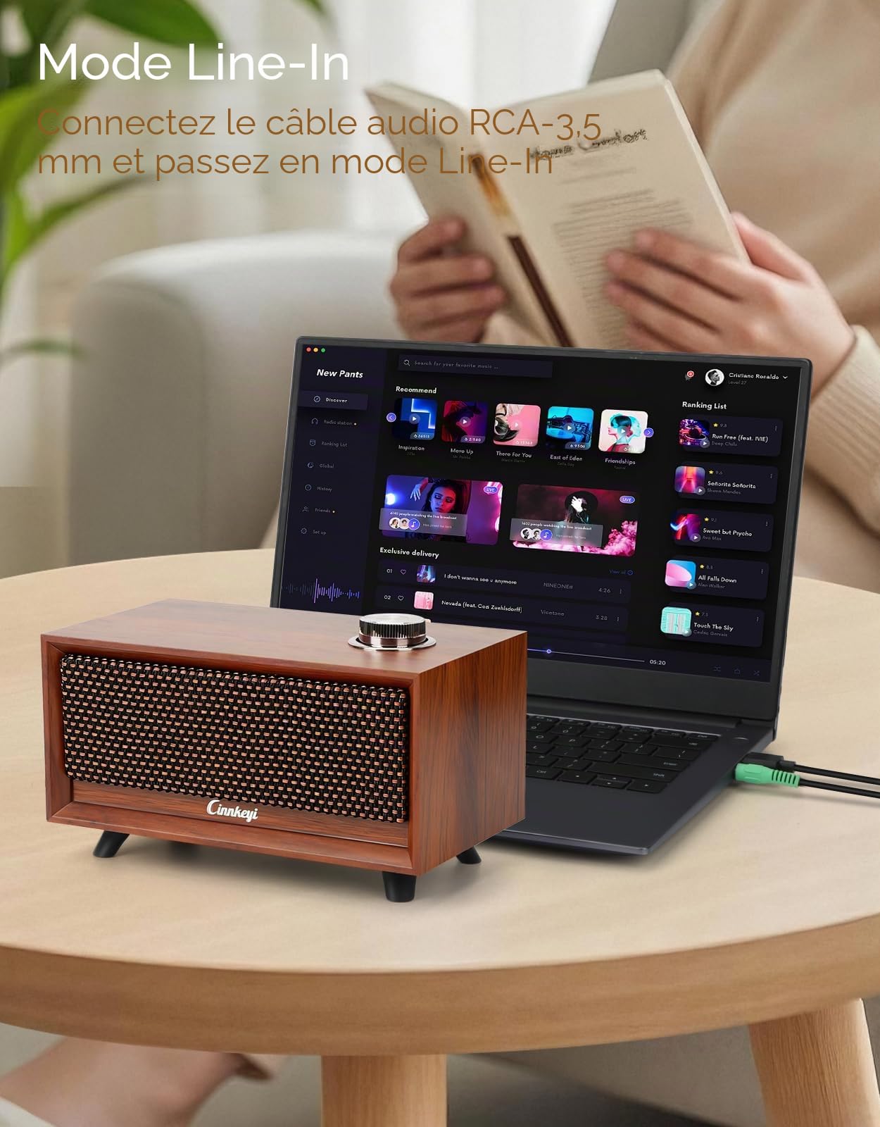 PC Soundbar 2.0 Haut-parleurs d'ordinateur avec Bluetooth 5.3, son stéréo 12 W, entrée auxiliaire 3,5 mm et USB, design compact pour ordinateur portable de bureau