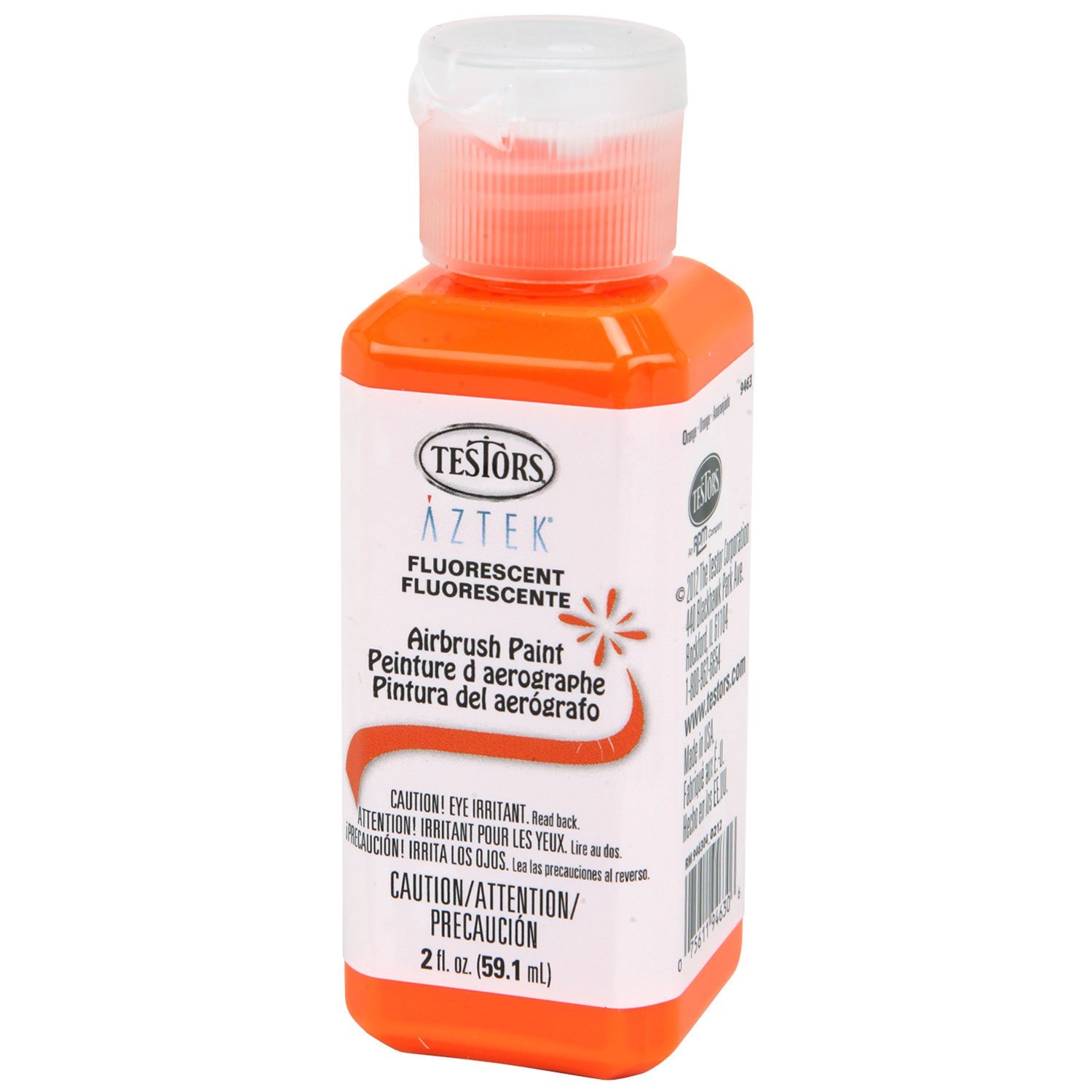 9463A Aztek Airbrushable Acrylic Paint, 2 oz, Semi-Gloss Fluorescent Orange