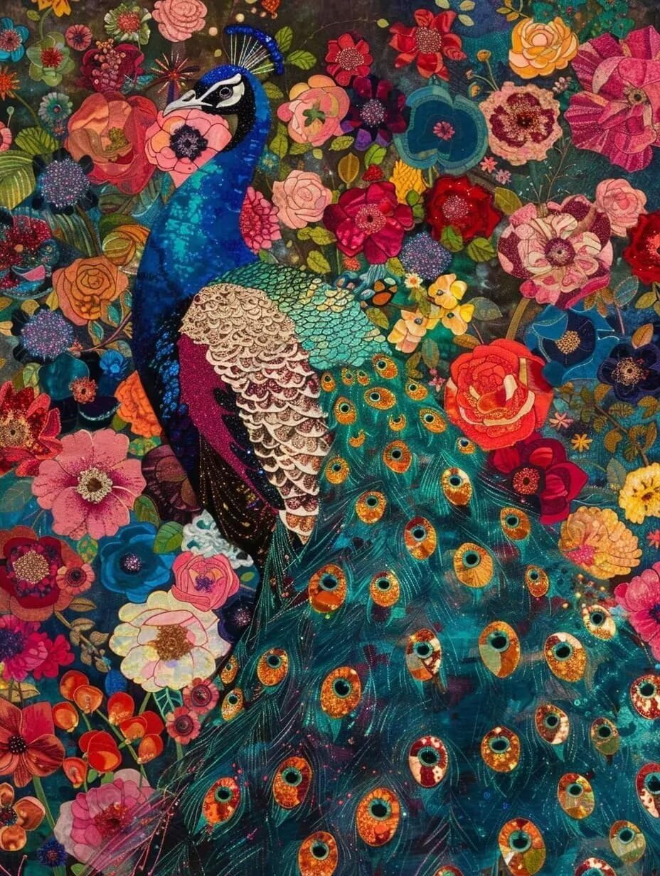 Diamond Painting Colorful Flower Peacock|Colorful Diamond Art Kits for Adults|Full Round Gems Paste Canvas Painting - for Wall Decor Bedroom Decor Living Room Decor 20x20inch