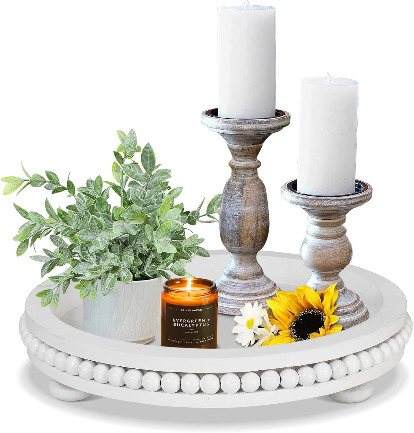 SOWA Farmhouse Wood Tray Risers for Display, Rustic Pedestal Stand for Decor,Wooden