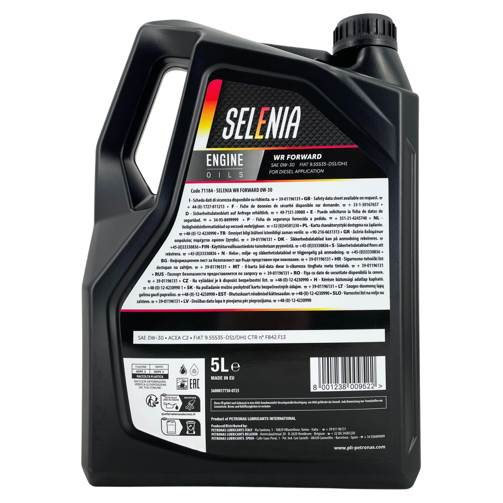 Selenia WR Forward 0W-30 Motoröl 5+2 Liter (7L Set) - Petronas Premium Motorenöl für PKW