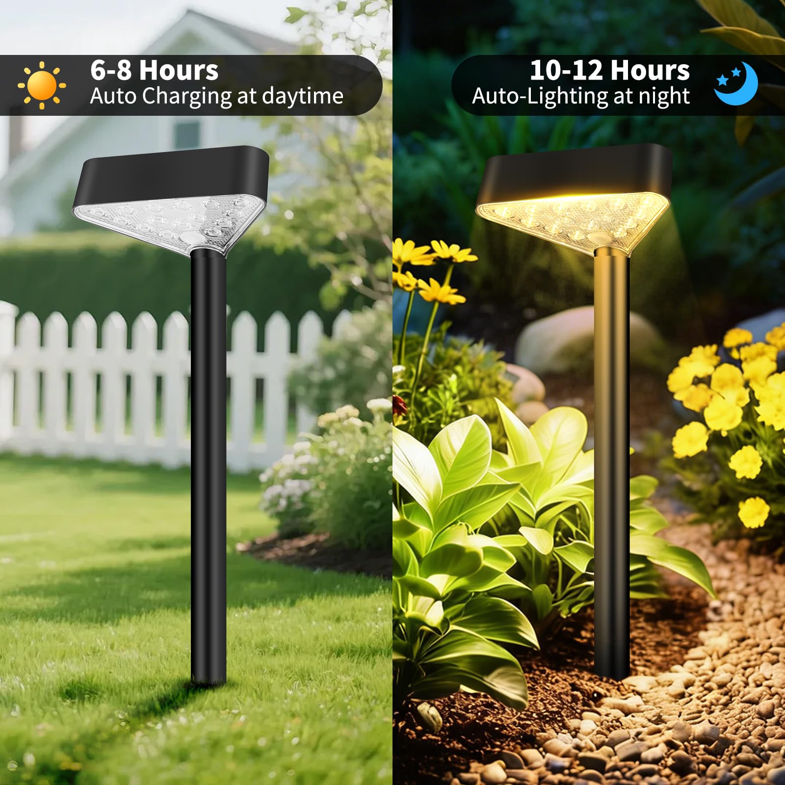 8 Stück Solar-Wegleuchten für den Außenbereich, helle LED-Solar-Landschaftslichter, wasserdichte Solar-Gartenleuchten für Hof, Terrasse, Gehweg, Rasen, Auffahrt (Warmweiß, 8 Stück)