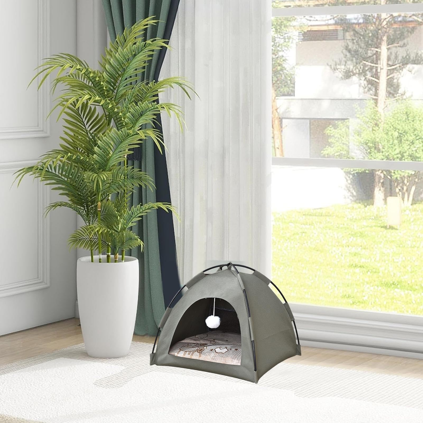 Pet Tent, Cat House, Waterproof Portable Shelter, Breathable Oxford Fabric, Indoor Outdoor Travel Use, Kitten Tent Bed, Foldable Dog Crate, 15.75x15.75x15.75 Inches