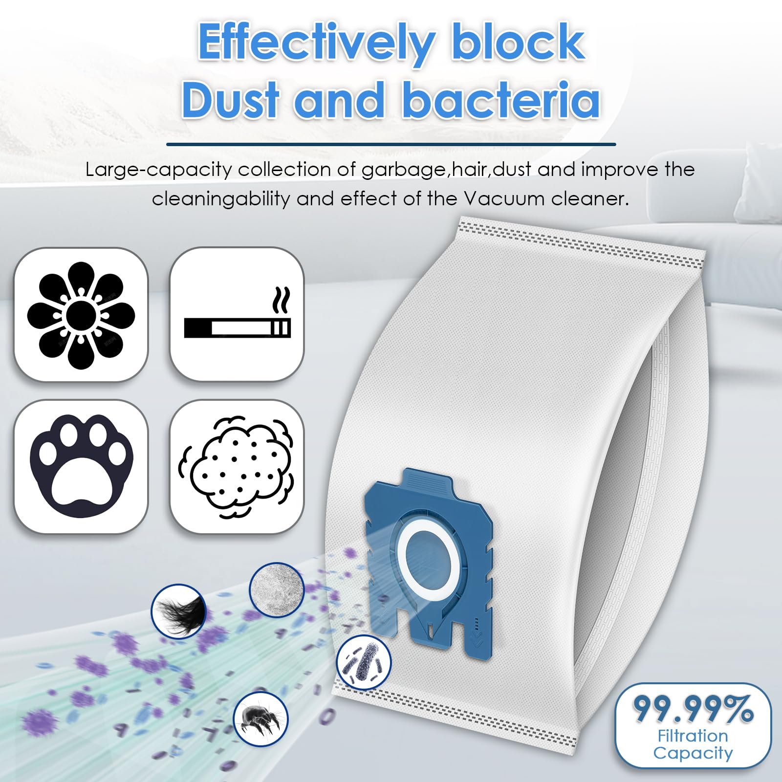 (36 Pack) Dust Bags Airclean Filters Compatible with Miele GN Vacuum Cleaner, C1, C2, C3, S227, S240, S270, S400, S400i, S600, S2, S5, S8 Series, 3D Efficiency Hoover Bag, Vacuum Bags