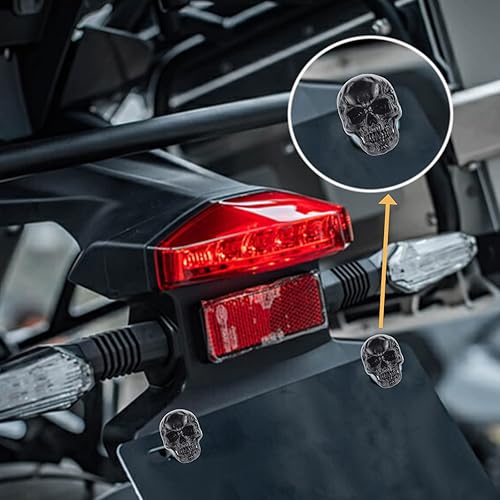 Miniatura 2 de Temzzer Tornillos de matrícula de calavera antirrobo para la mayoría de vehículos y motocicletas, 4 unidades (negro)