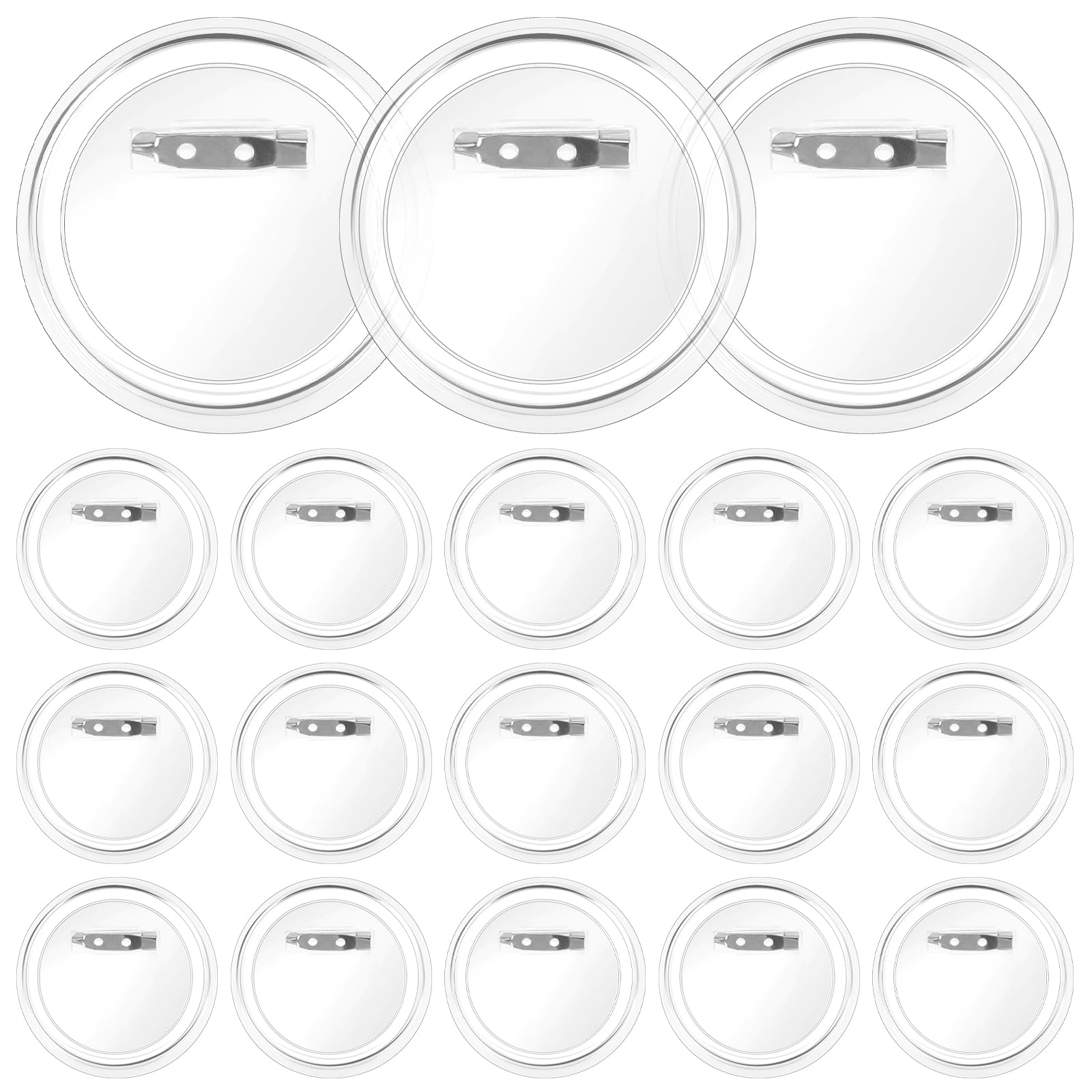 15 Pcs Acrylic Button Pins Clear Design Craft Buttons Pins Badges Blank Pin Buttons for Picture Photo Crafts Supplies(2.2 in)