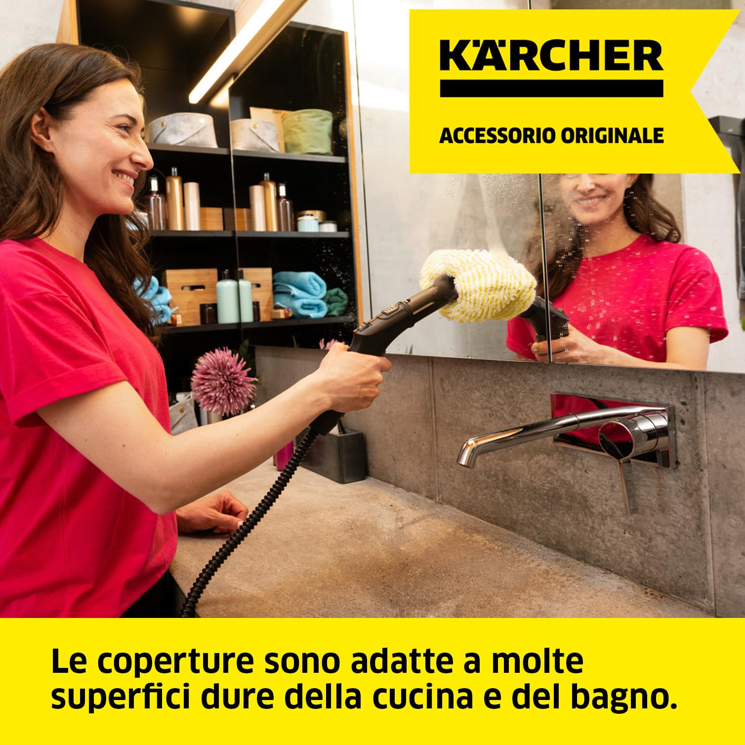 KÄRCHER Set di coperture per bocchetta manuale, 2 coperture in fibra pregiata per una rimozione e un assorbimento dello sporco efficaci, accessorio originale per i pulitori a vapore Kärcher