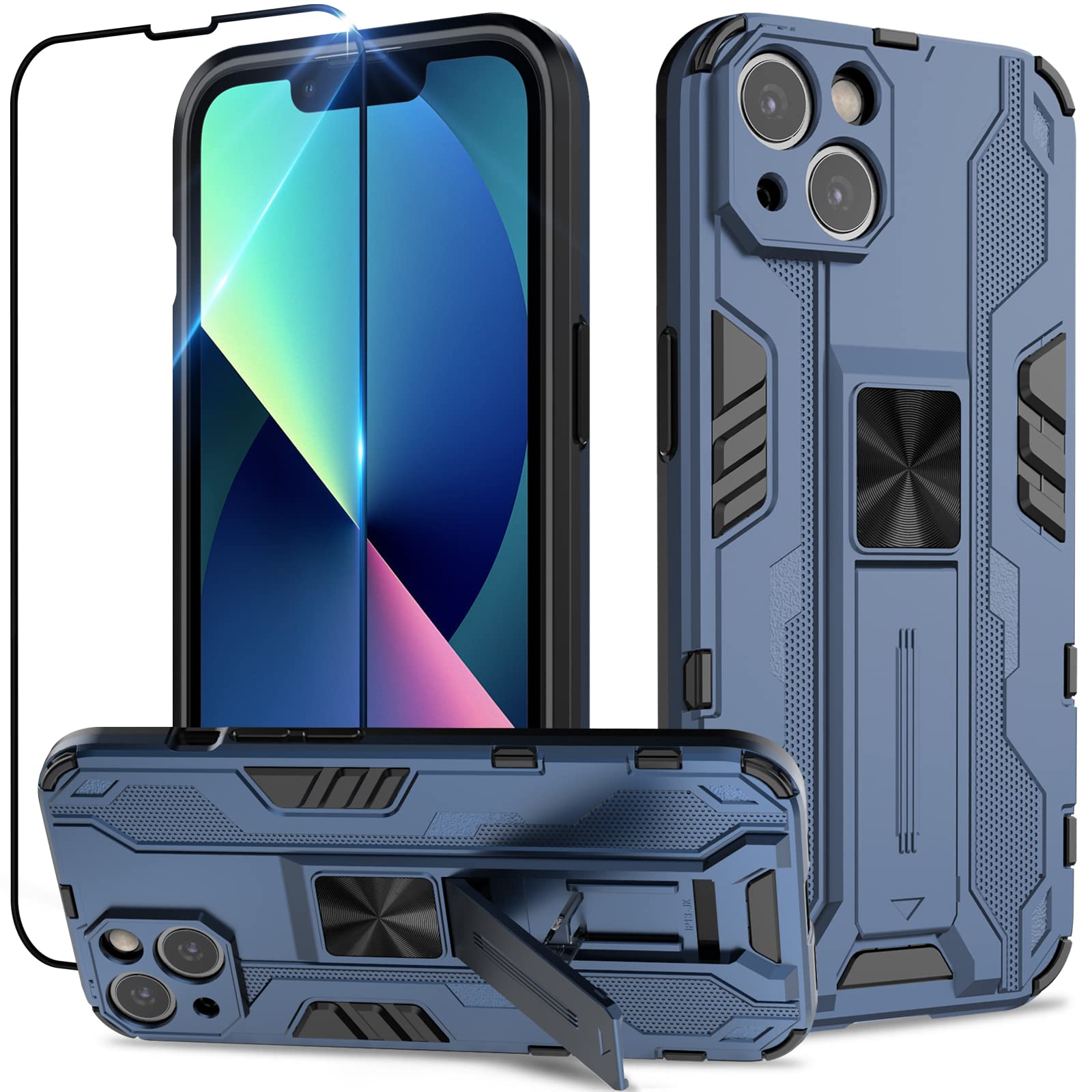 Funda para Samsung Galaxy A13 4G con Cristal Templado Protector Pantalla, Carcasa Antigolpes con Soporte anular metálico, Case Protectora de Grado Militar, Negro — view 229