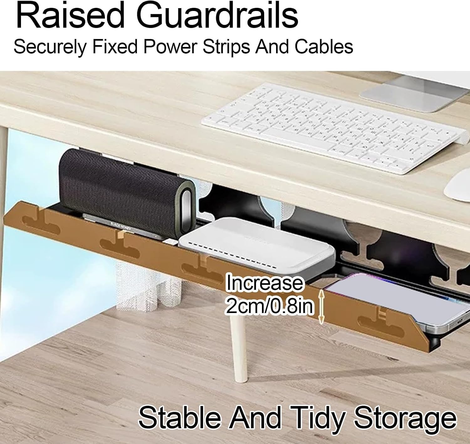 Soporte para Cables Debajo de la Mesa sin Necesidad de taladrar（40cm）