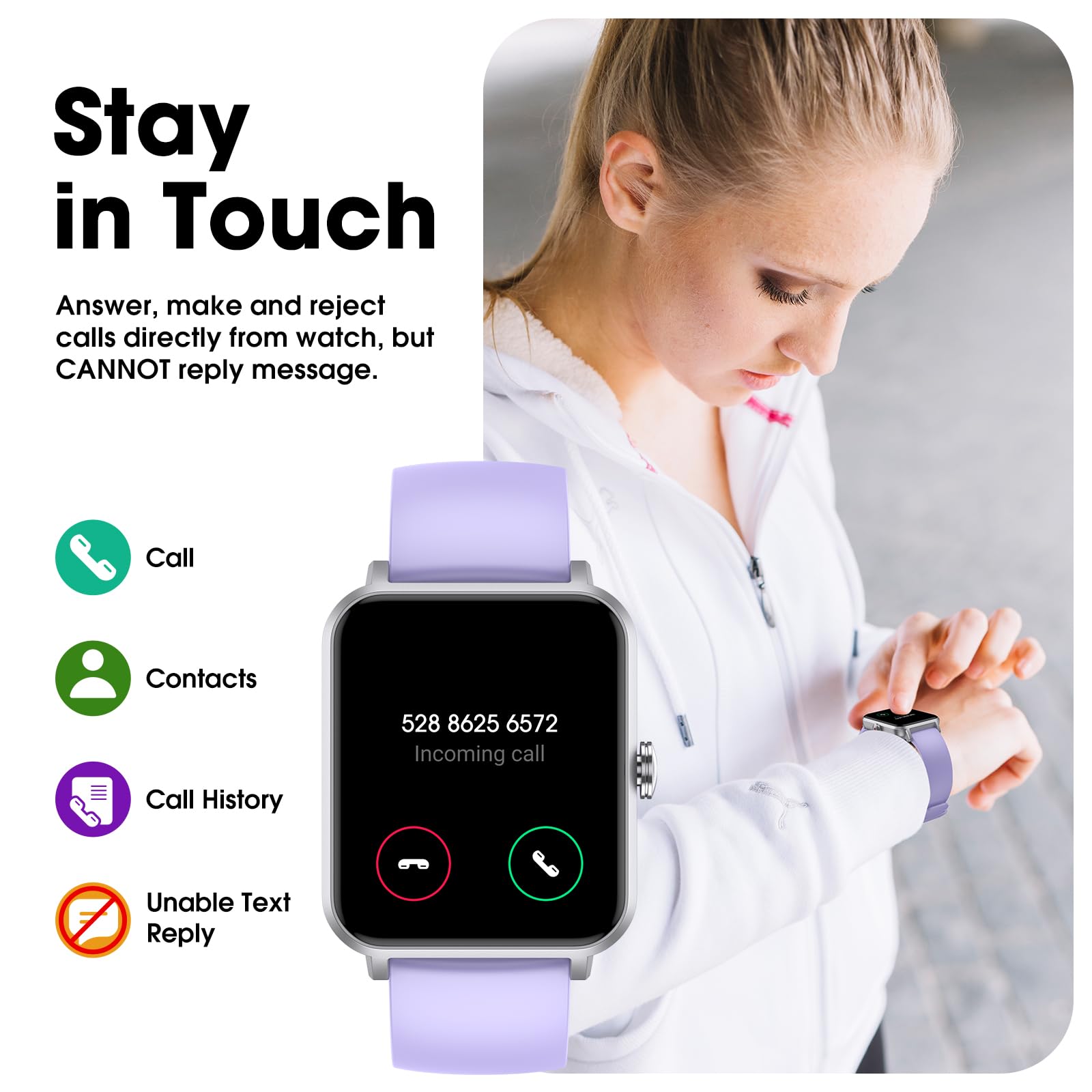 Smart Watch (Answer/Make Call) for Women Men, Fitness Tracker with Heart Rate, Blood Oxygen, Sleep Tracker, IP68 Waterproof Fitness Watch Step Calorie Counter Pedometer Compatible iPhone & Android
